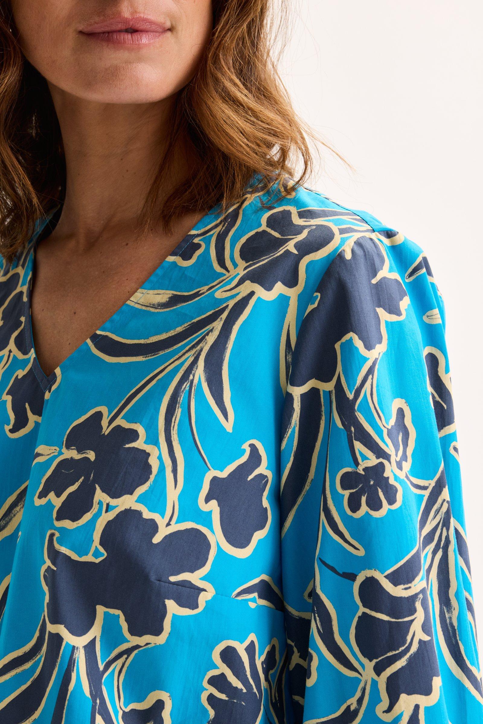 Hemden - Katoenen V-halsblouse met bloemenprint