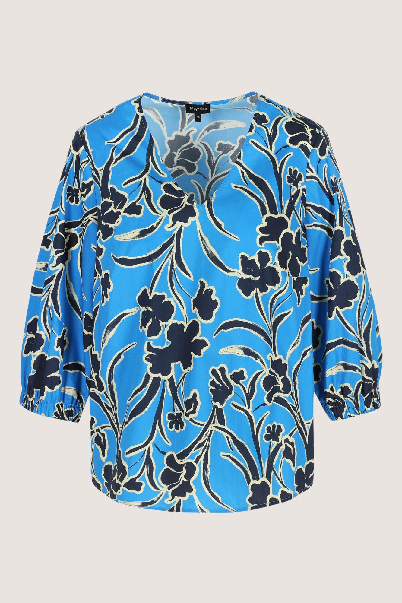 Hemden - Katoenen V-halsblouse met bloemenprint