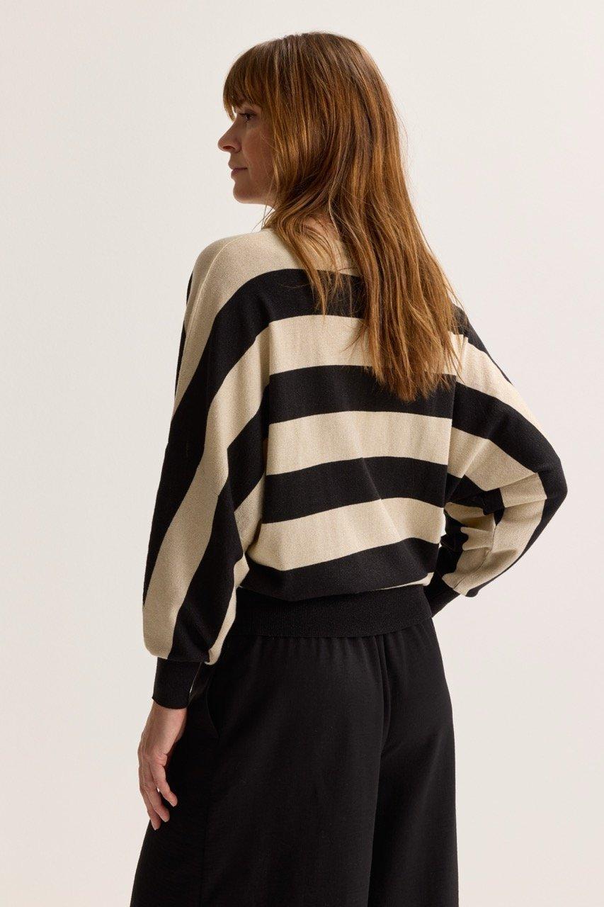 Truien - Vleermuistrui met lurexstrepen