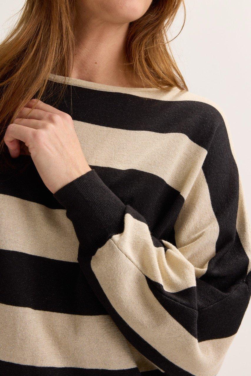 Truien - Vleermuistrui met lurexstrepen