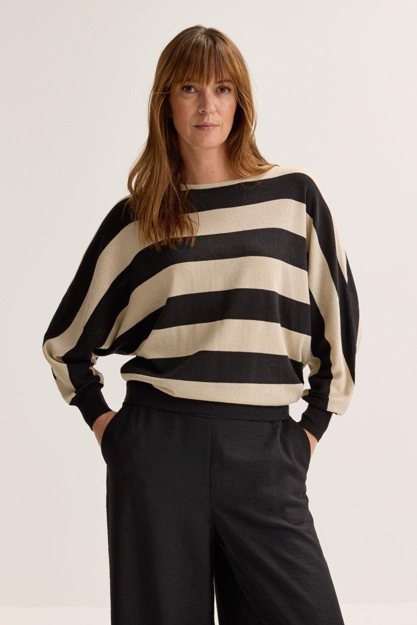 Truien - Vleermuistrui met lurexstrepen