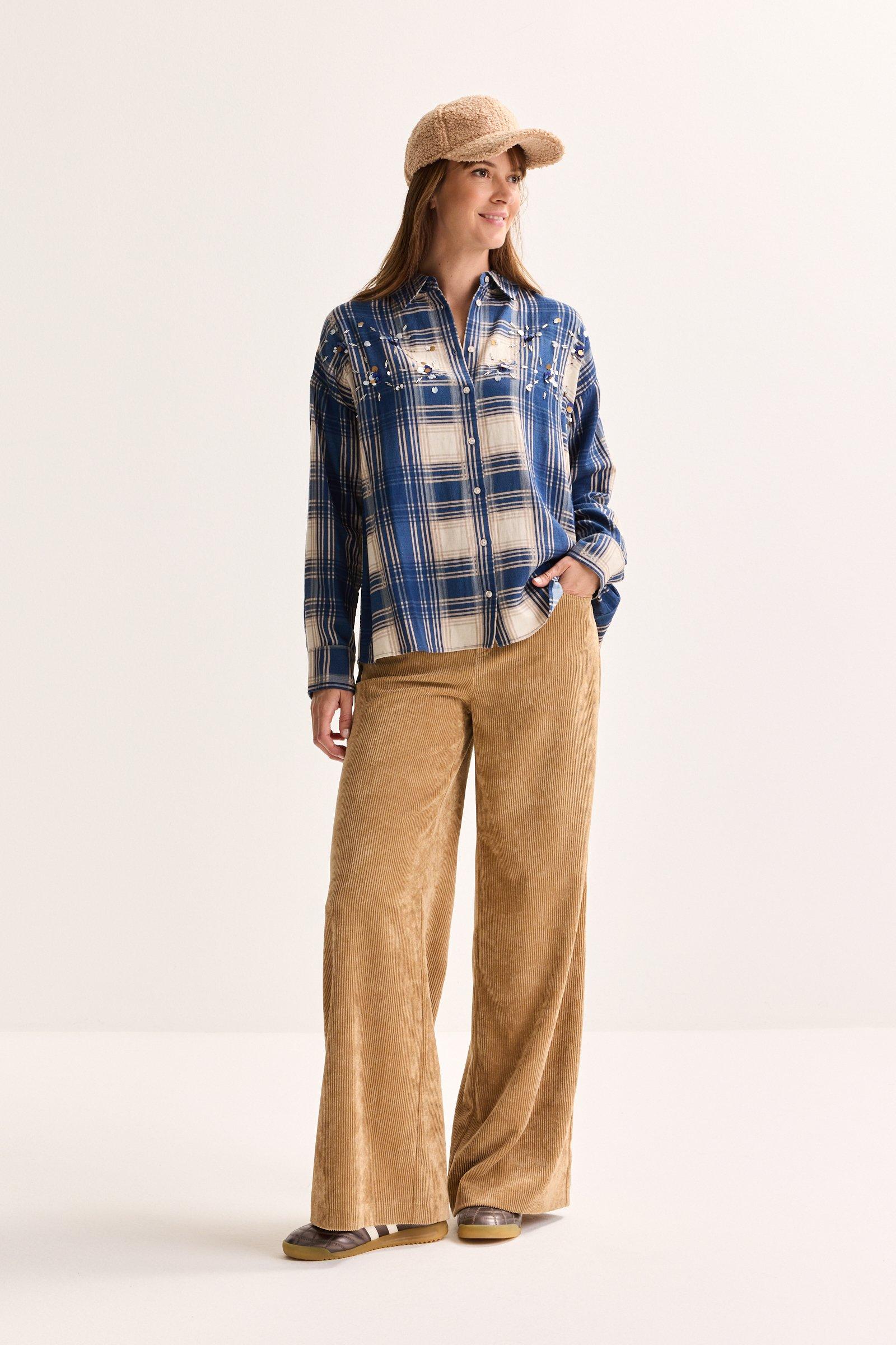Pantalon large en velours côtelé