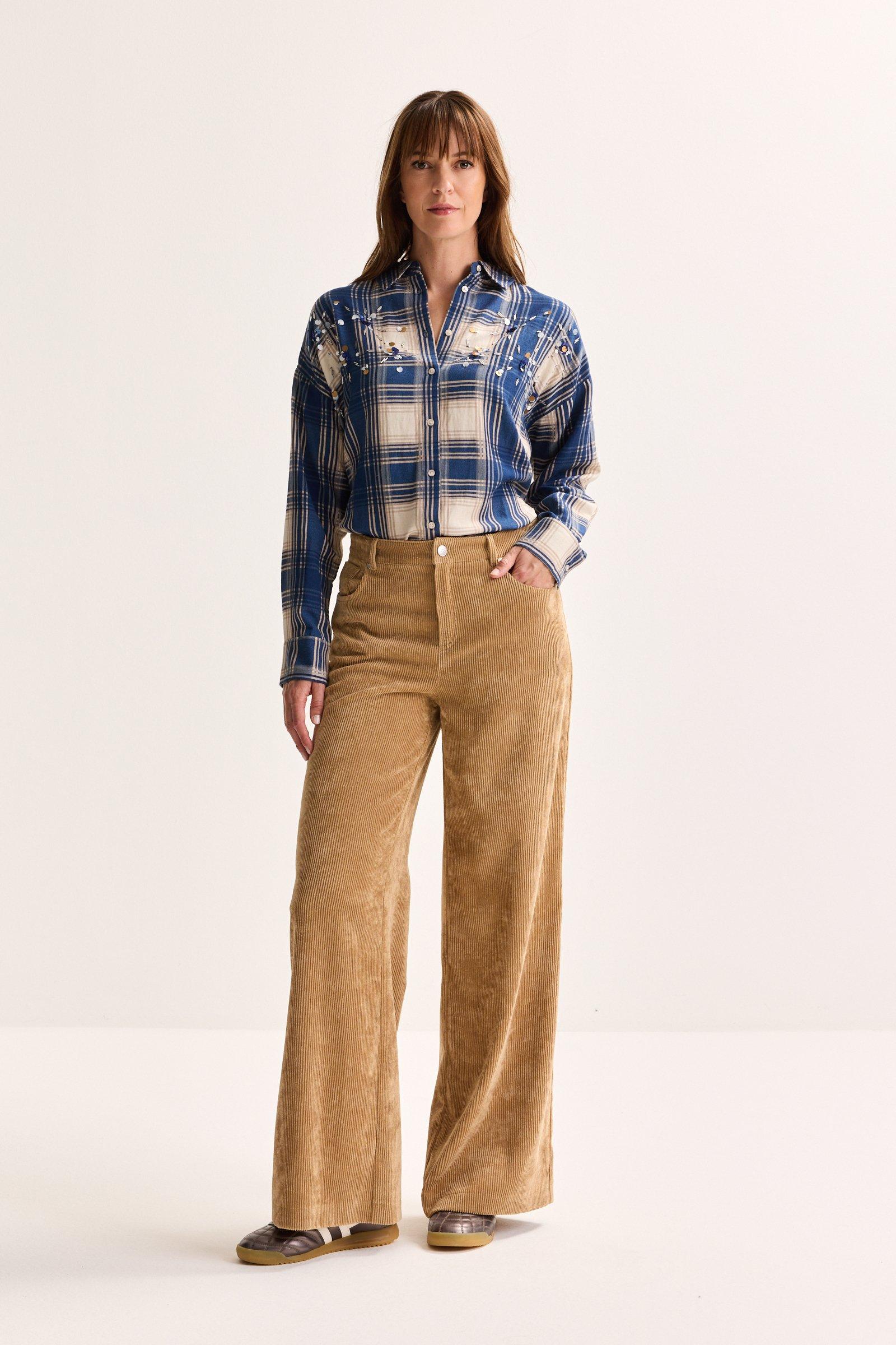 Pantalons - Pantalon large en velours côtelé