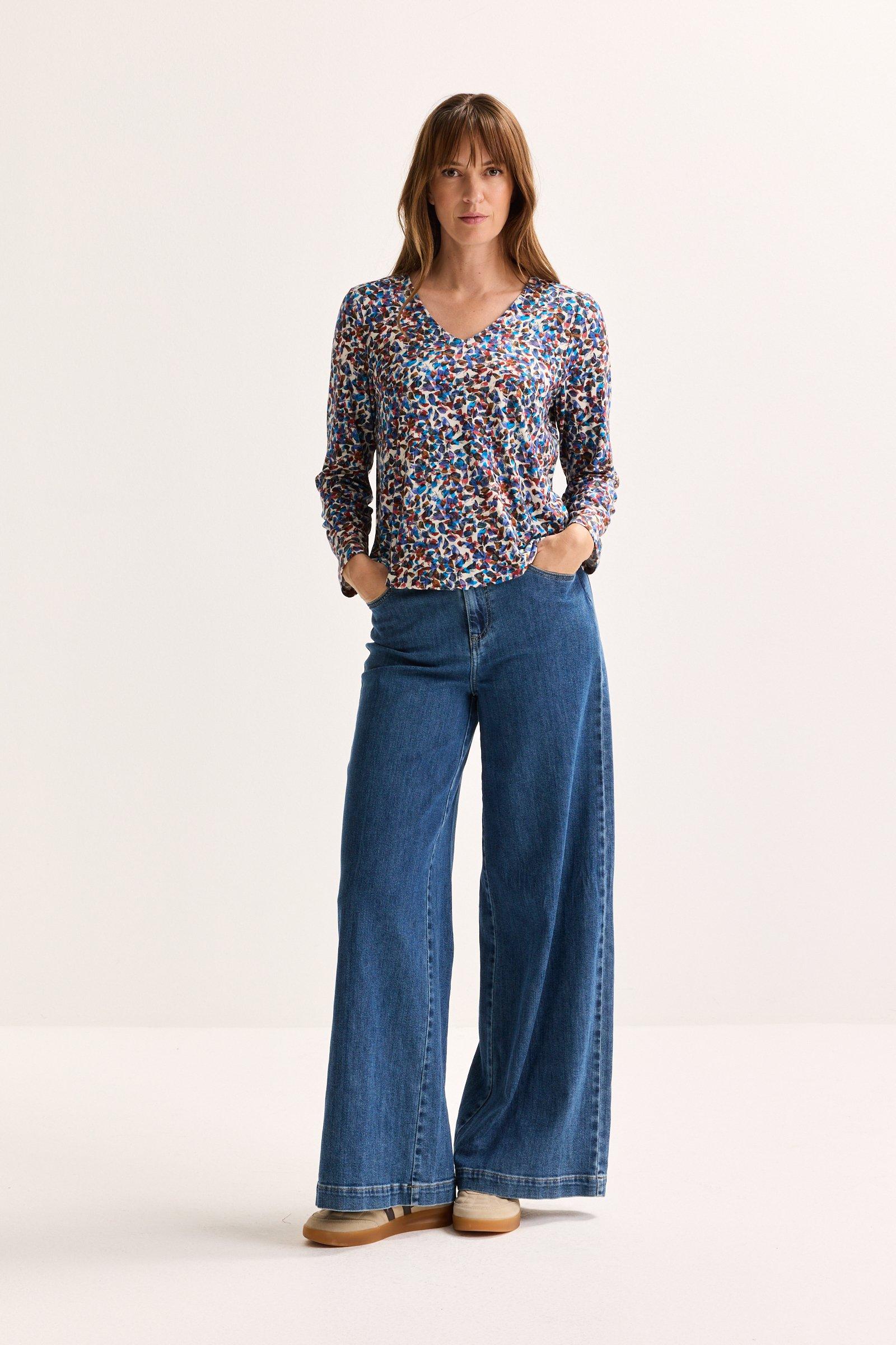 Hemden - Jersey V-halsblouse op elastiek