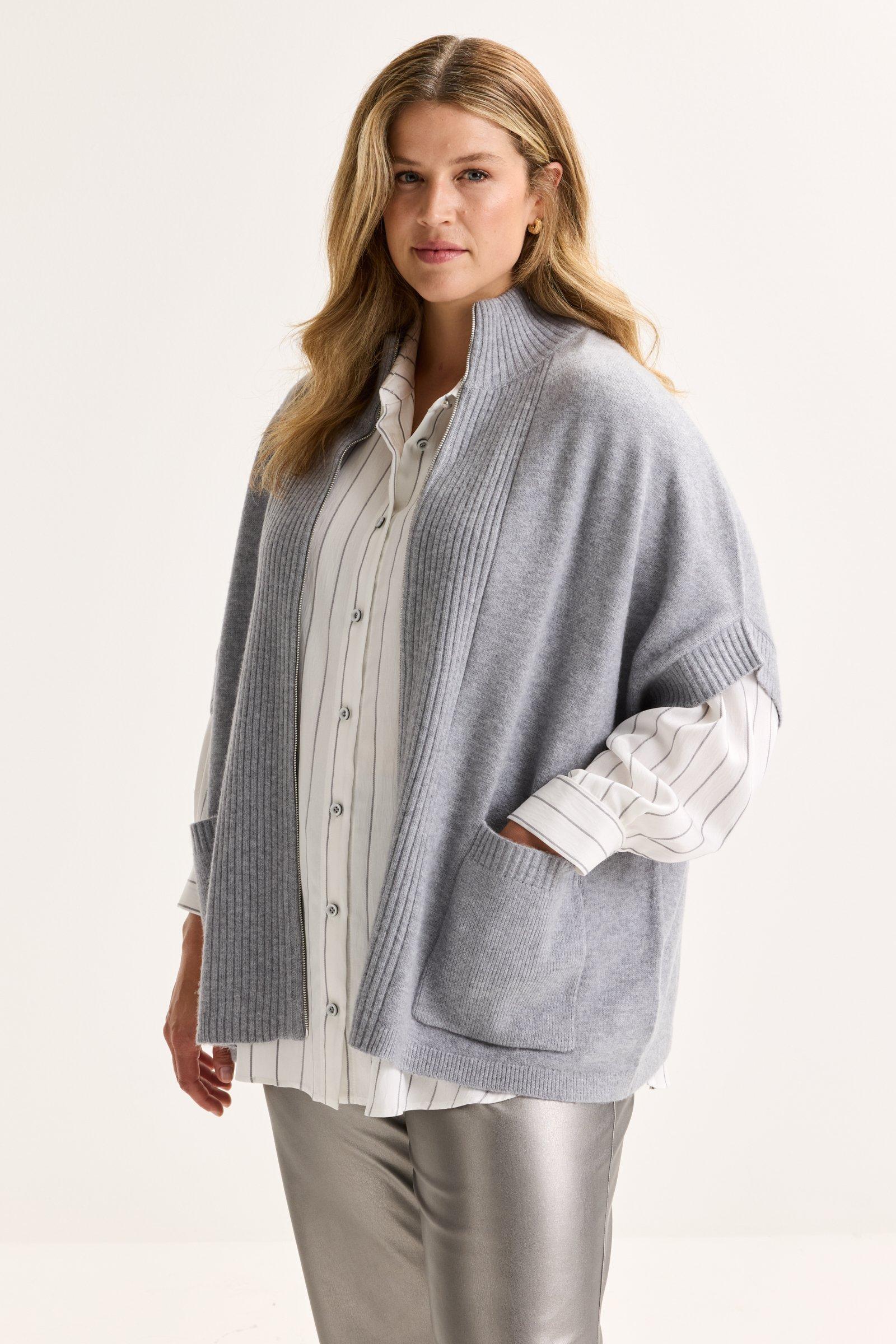 Gebreide cape met rits