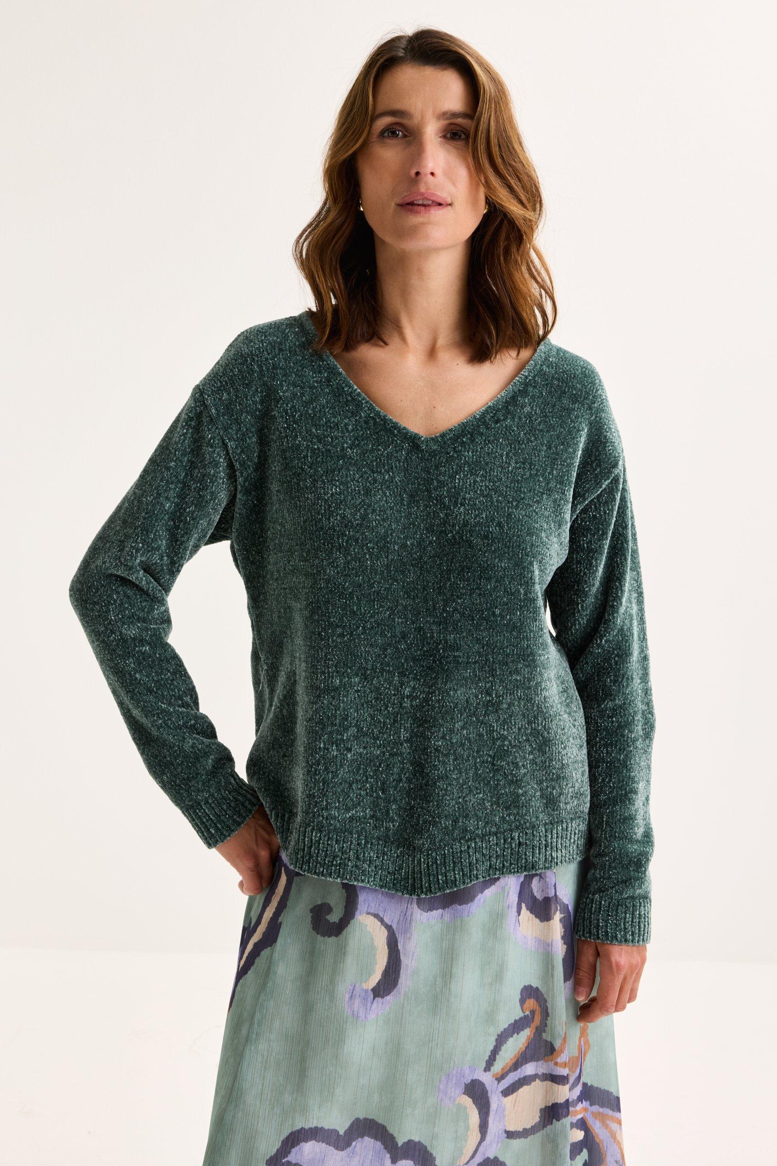 Mayerline V-hals Trui In Chenille Met Lurex