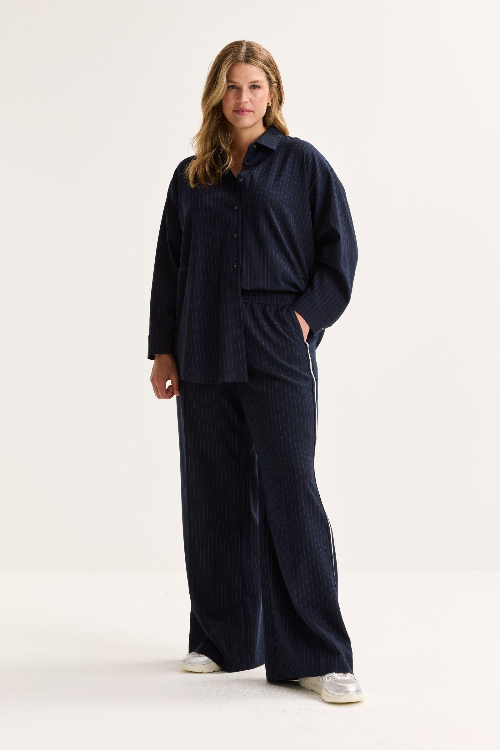 Améline Wijde Broek Met Krijtstreep En Lurexbies