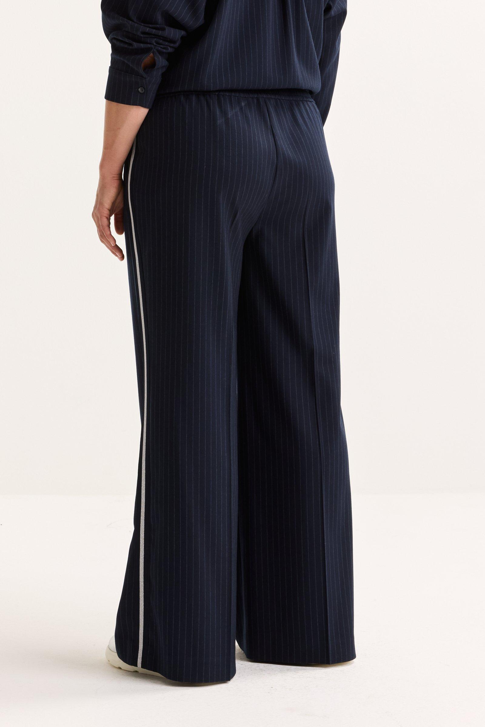 Broeken - Wijde broek met krijtstreep en lurexbies