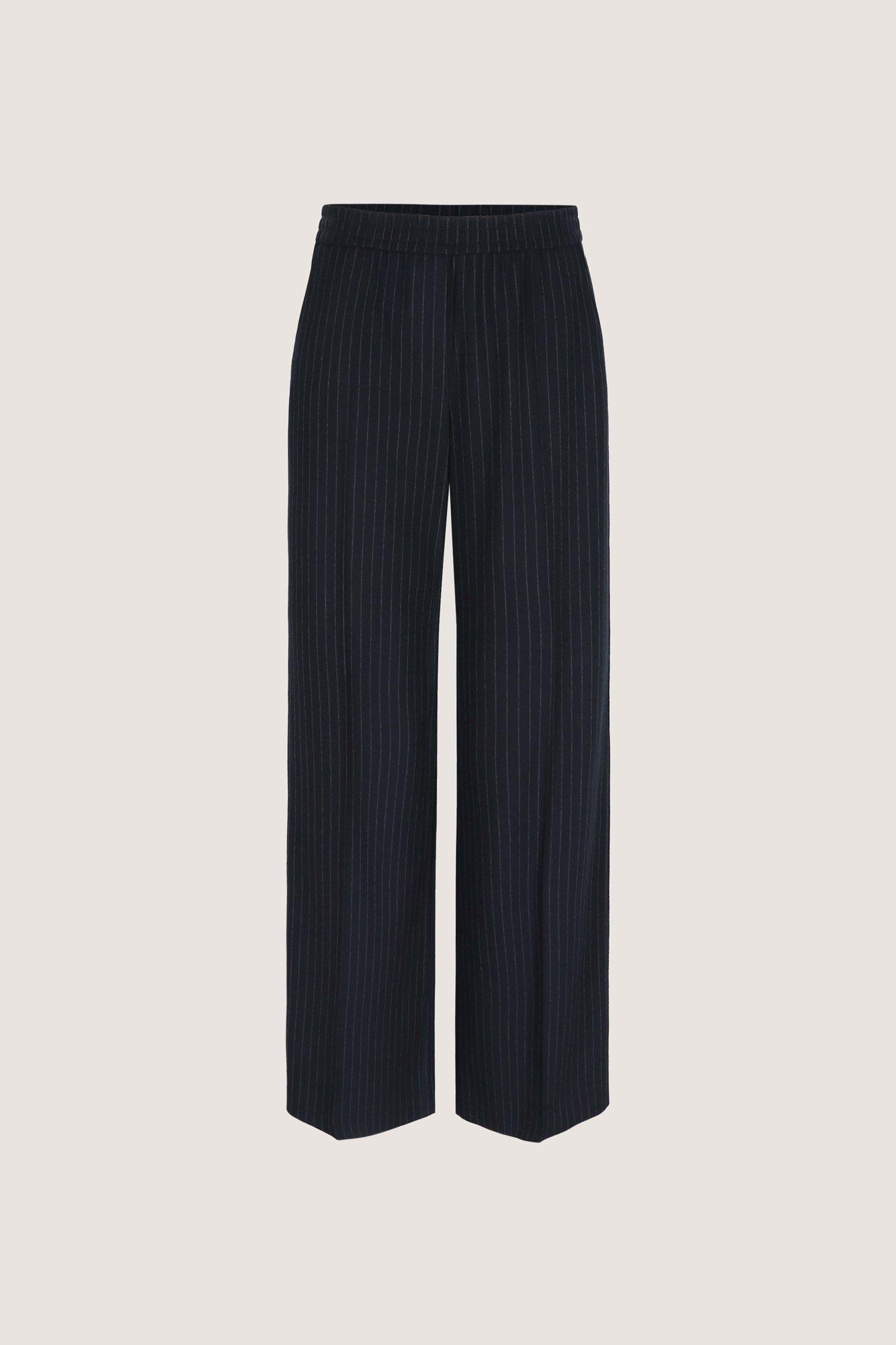Broeken - Wijde broek met krijtstreep en lurexbies