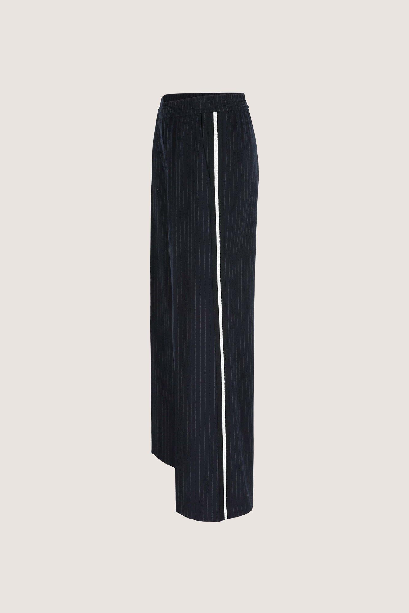 Broeken - Wijde broek met krijtstreep en lurexbies