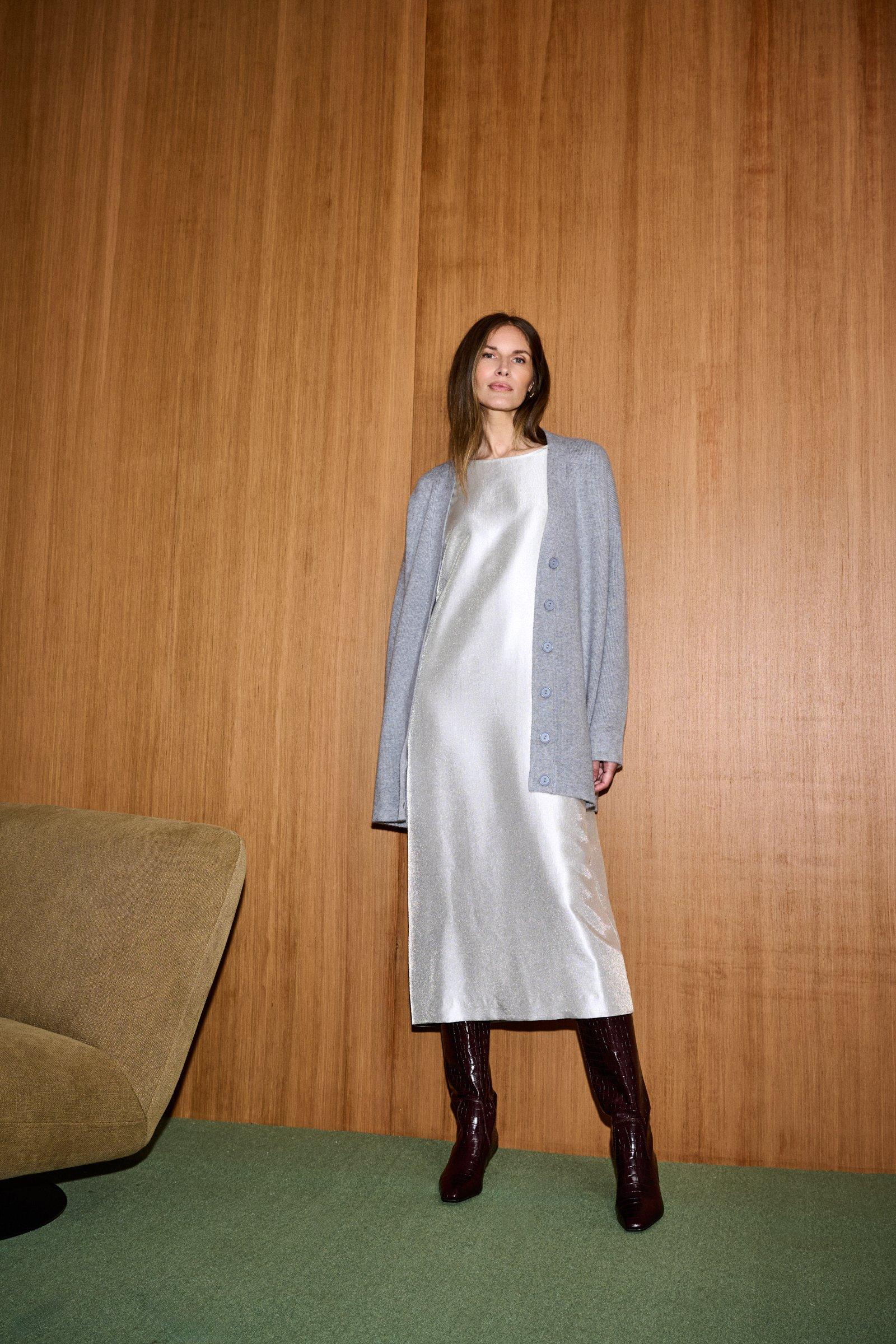 Long cardigan côtelé à col en V - null - ame