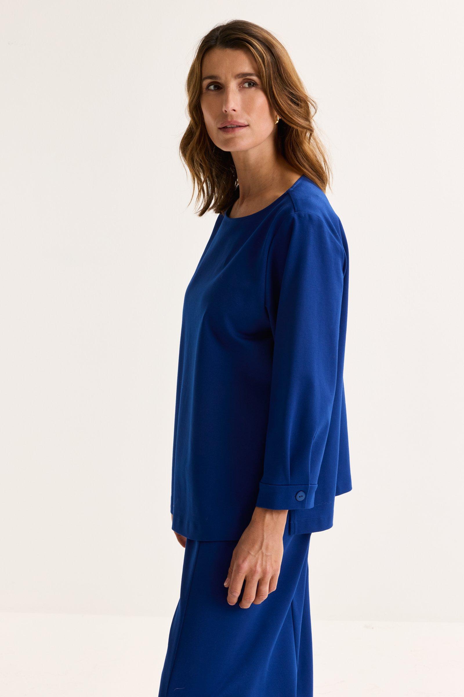 Hemden - Blouse in Milano jersey met ronde hals