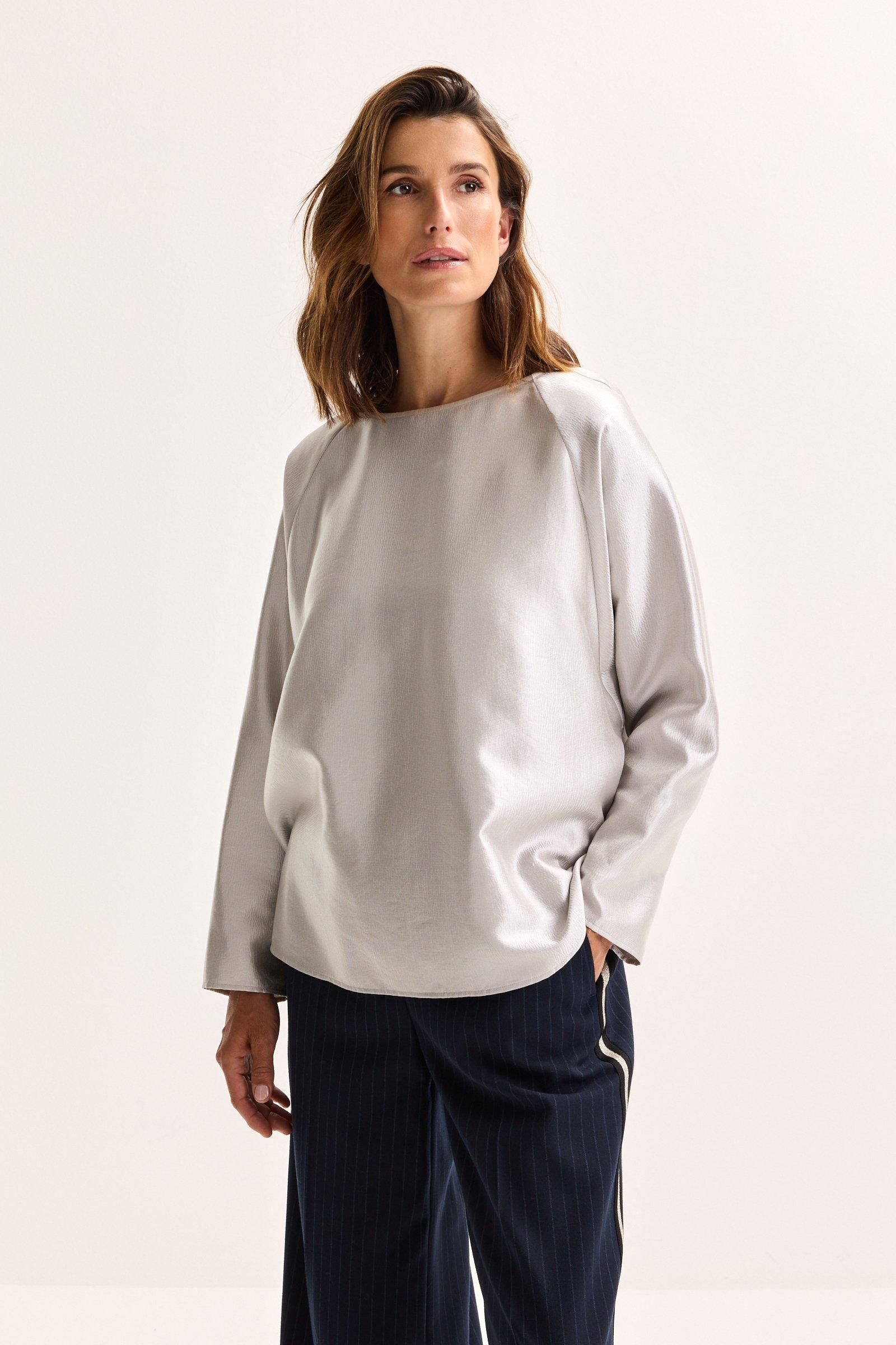Améline Vleermuisblouse In Vintage Look Satijn