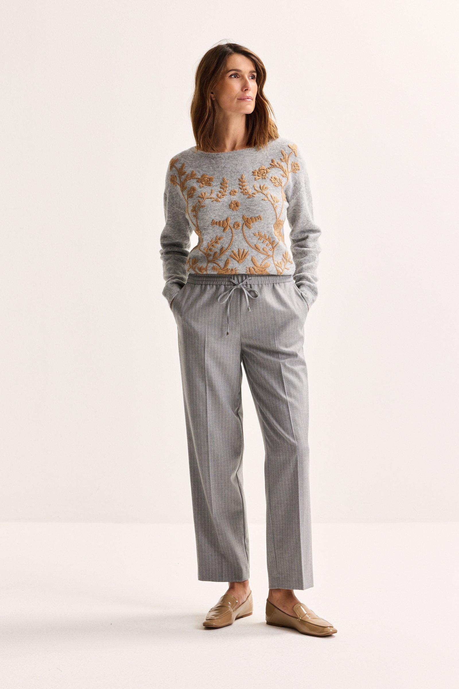Améline Broek Met Krijtstreep In Lurex