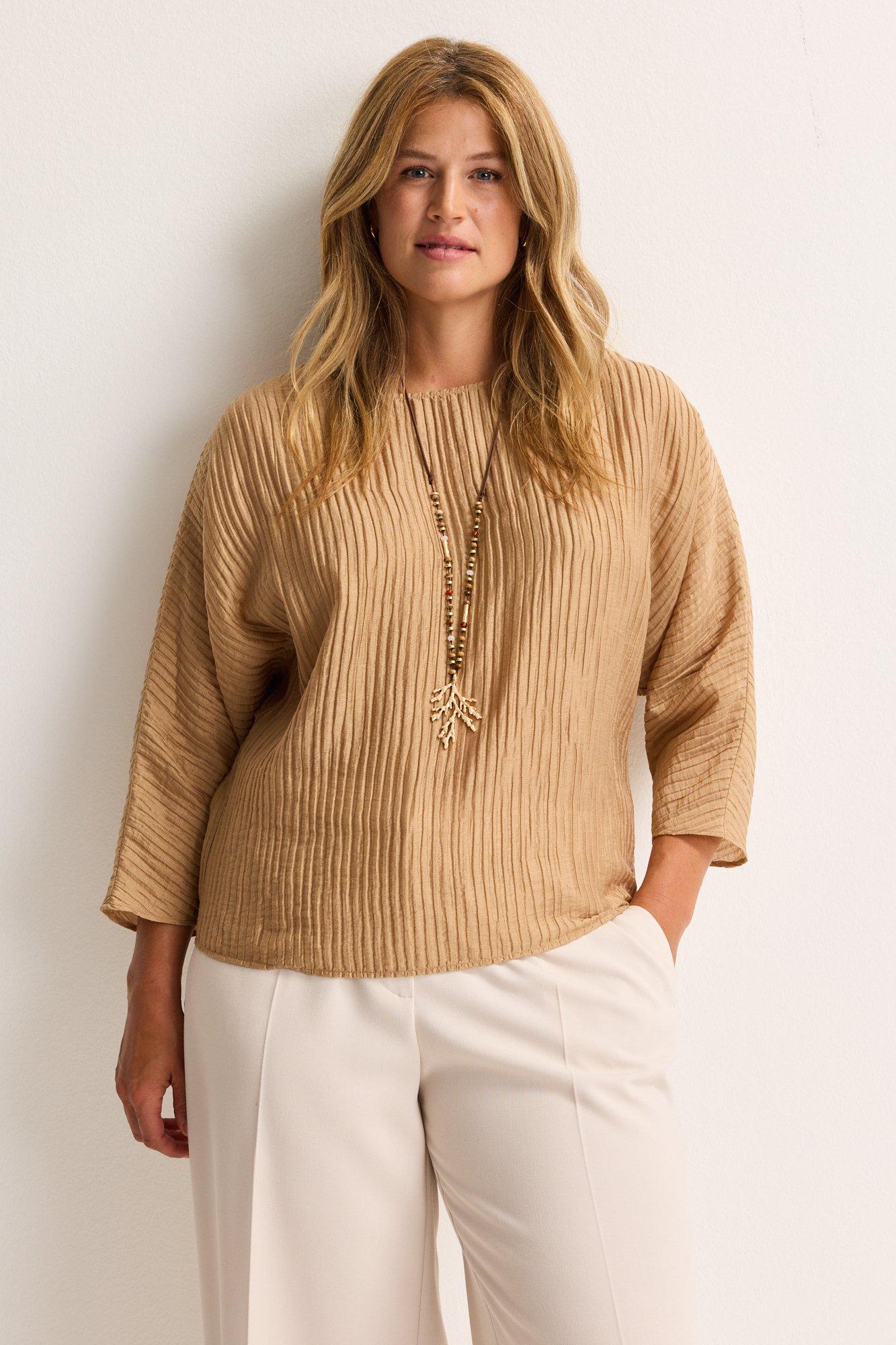 Hemden - Vleermuisblouse in crinkle plissé