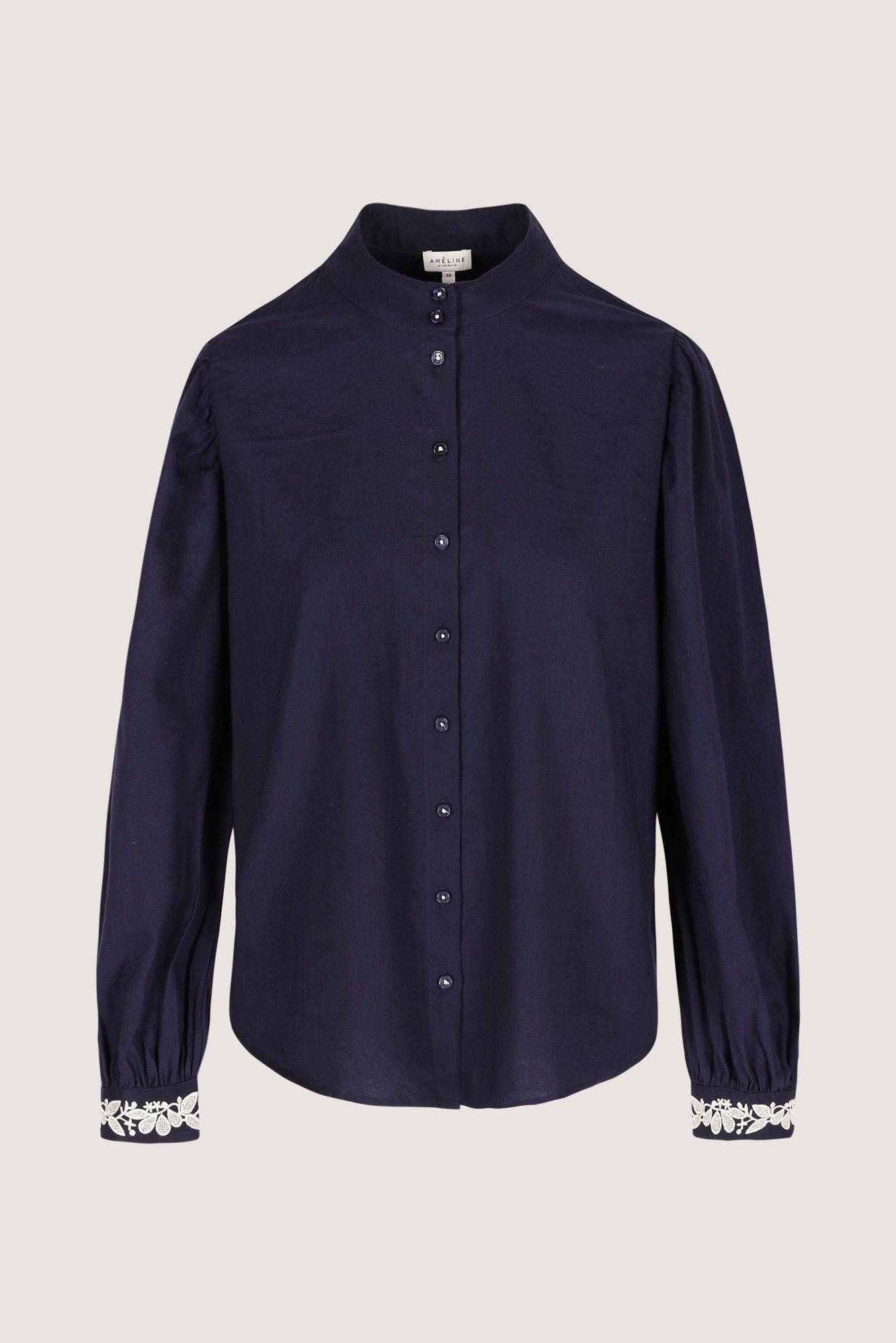 Hemden - Loose fit blouse met geborduurde manchetten