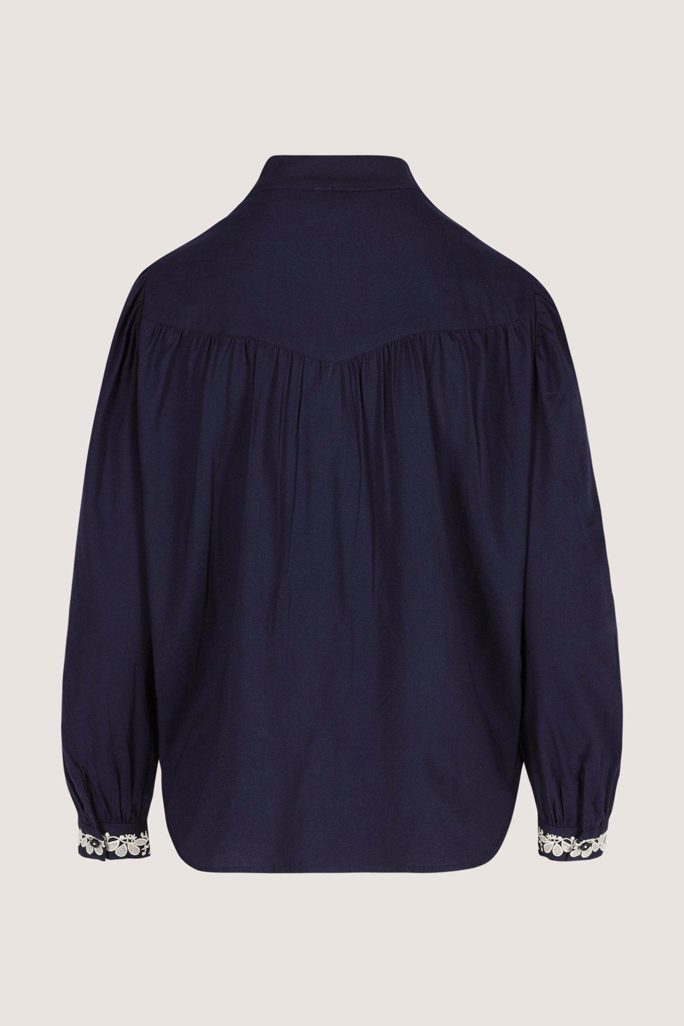 Hemden - Loose fit blouse met geborduurde manchetten