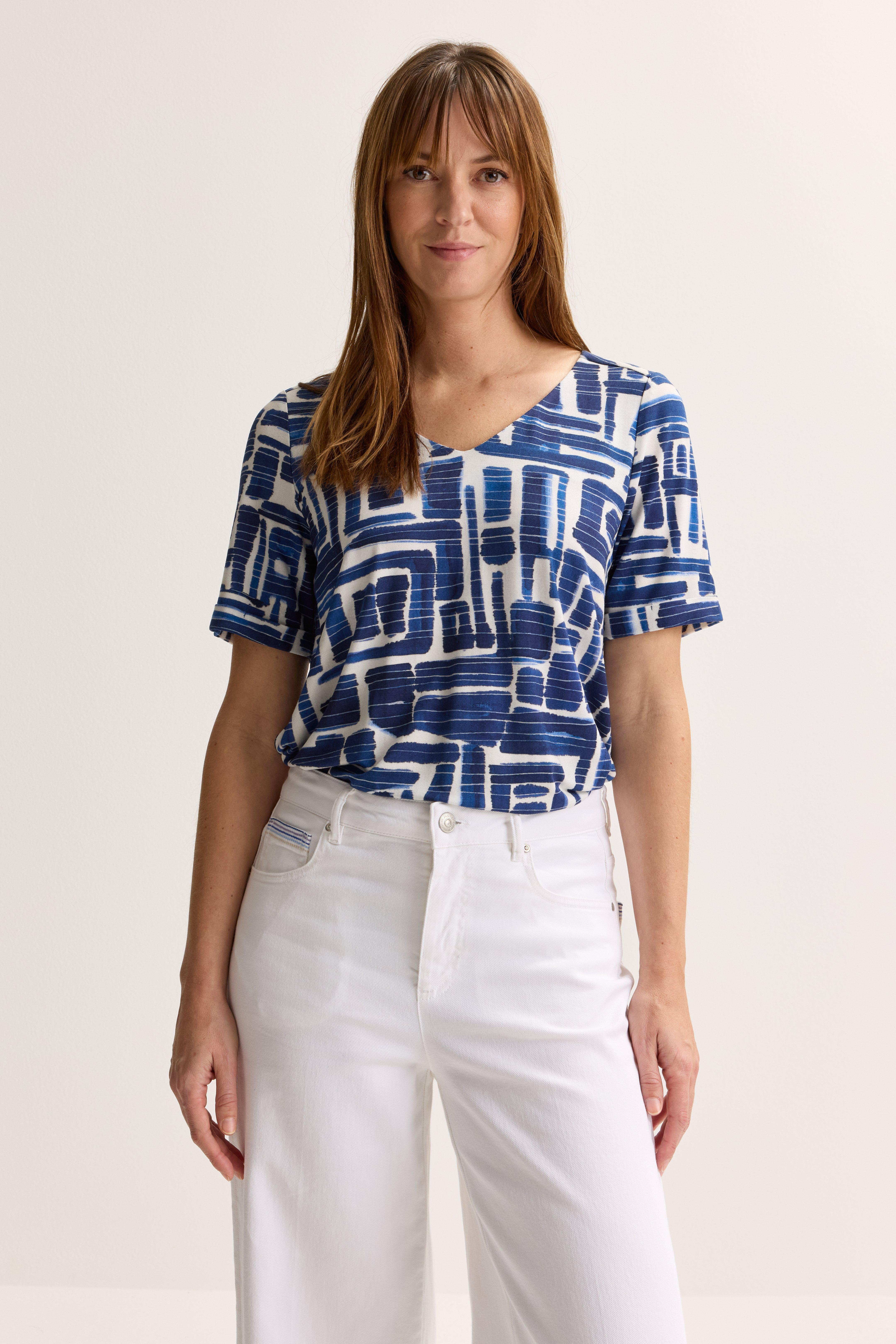 Blouse en jersey &agrave; col en V sur &eacute;lastique