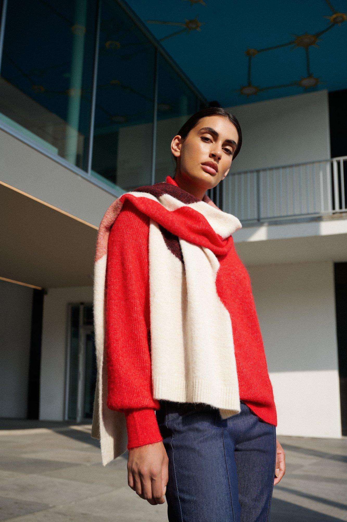 Colourblocking sjaal in alpacamix - may