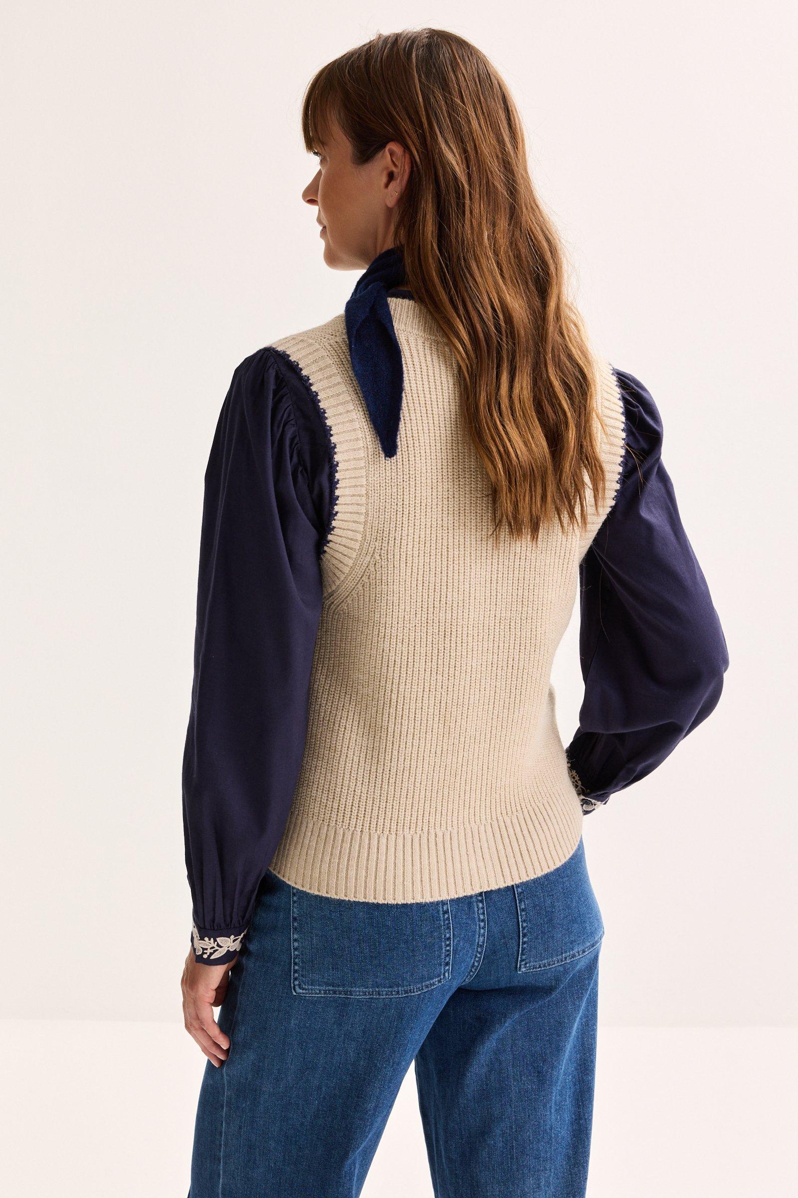 Cardigans - Cardigan court sans manches style collège