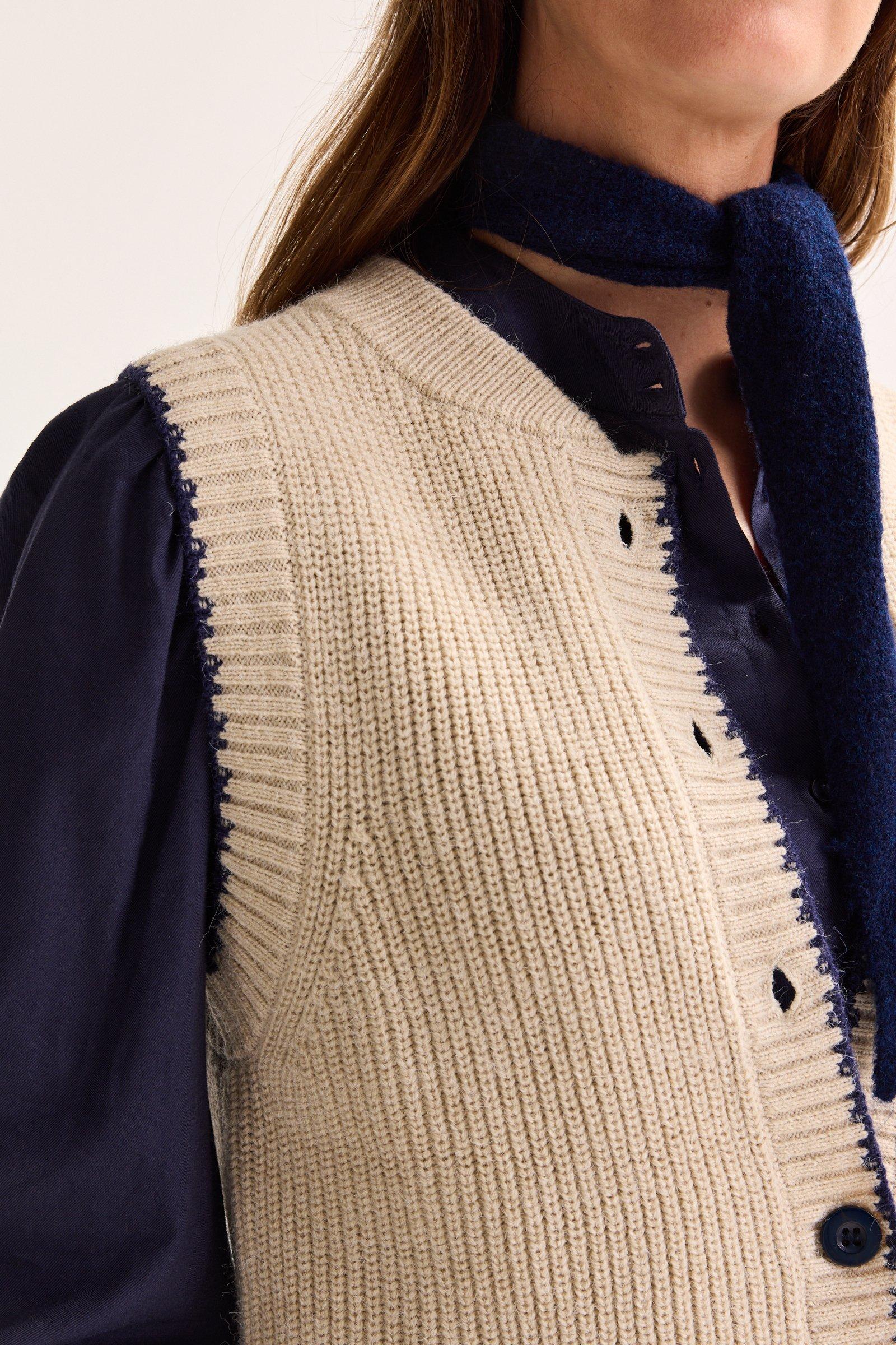 Cardigans - Cardigan court sans manches style collège