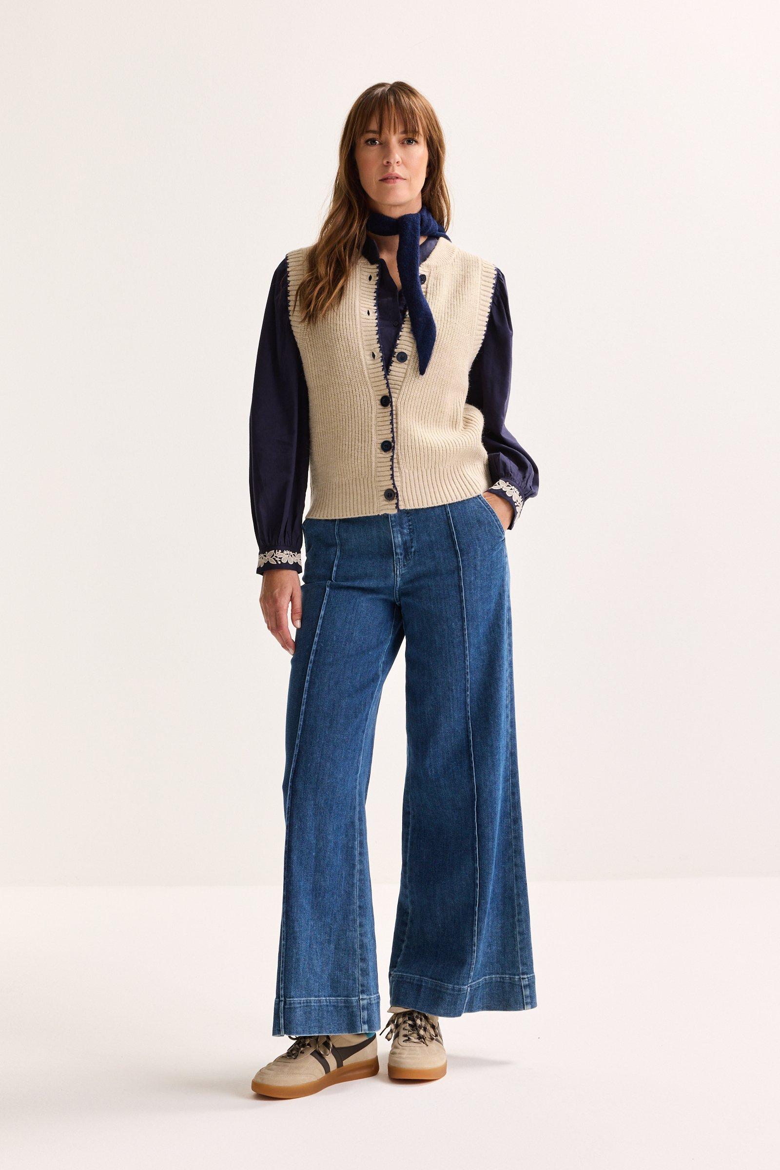 Cardigans - Cardigan court sans manches style collège