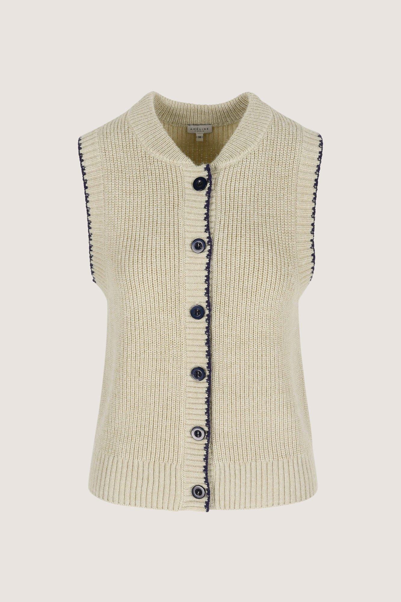 Cardigans - Cardigan court sans manches style collège