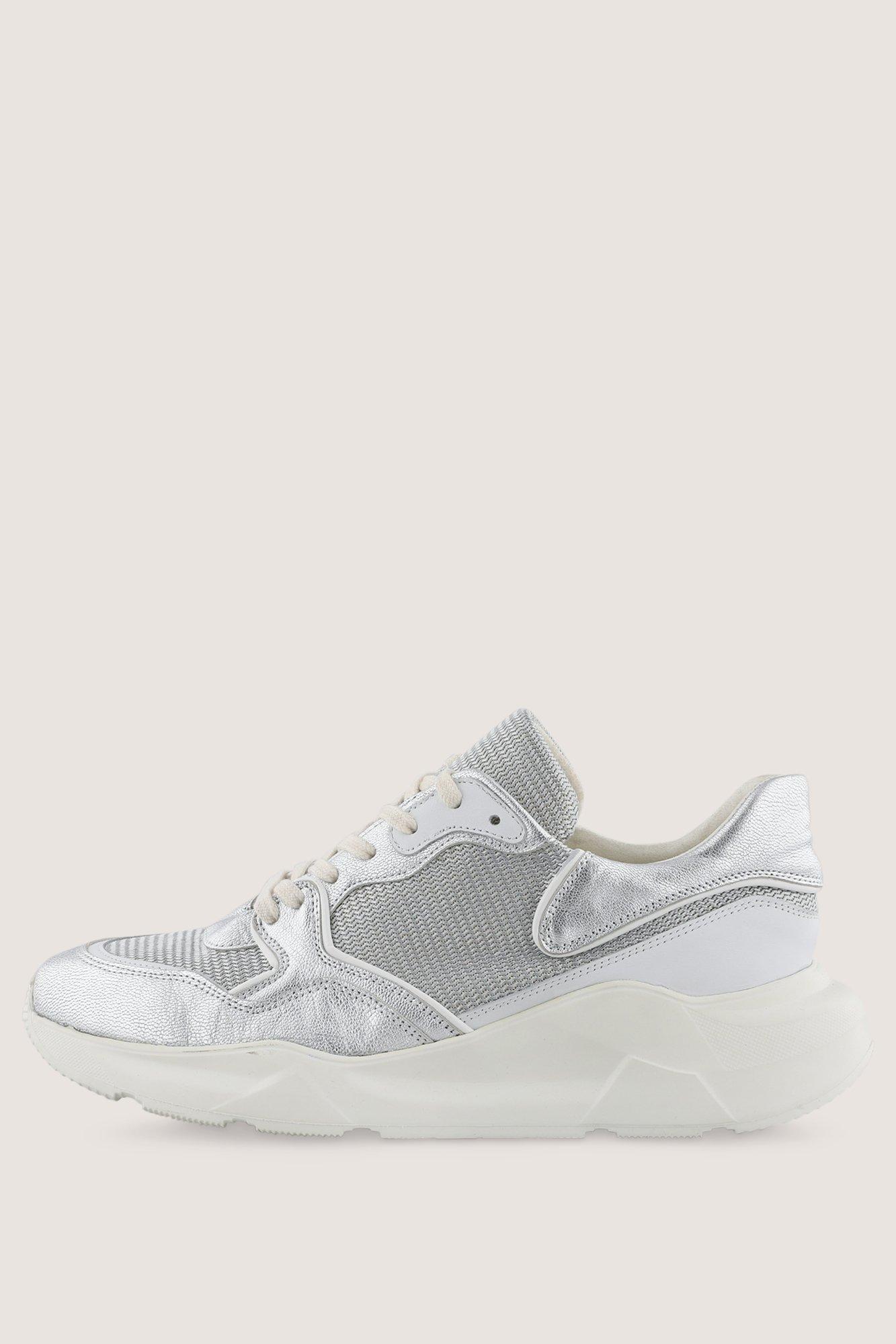 Chaussures - Baskets en cuir métallisé et résille