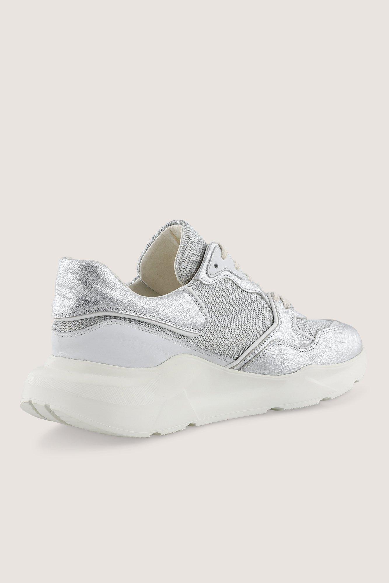 Chaussures - Baskets en cuir métallisé et résille