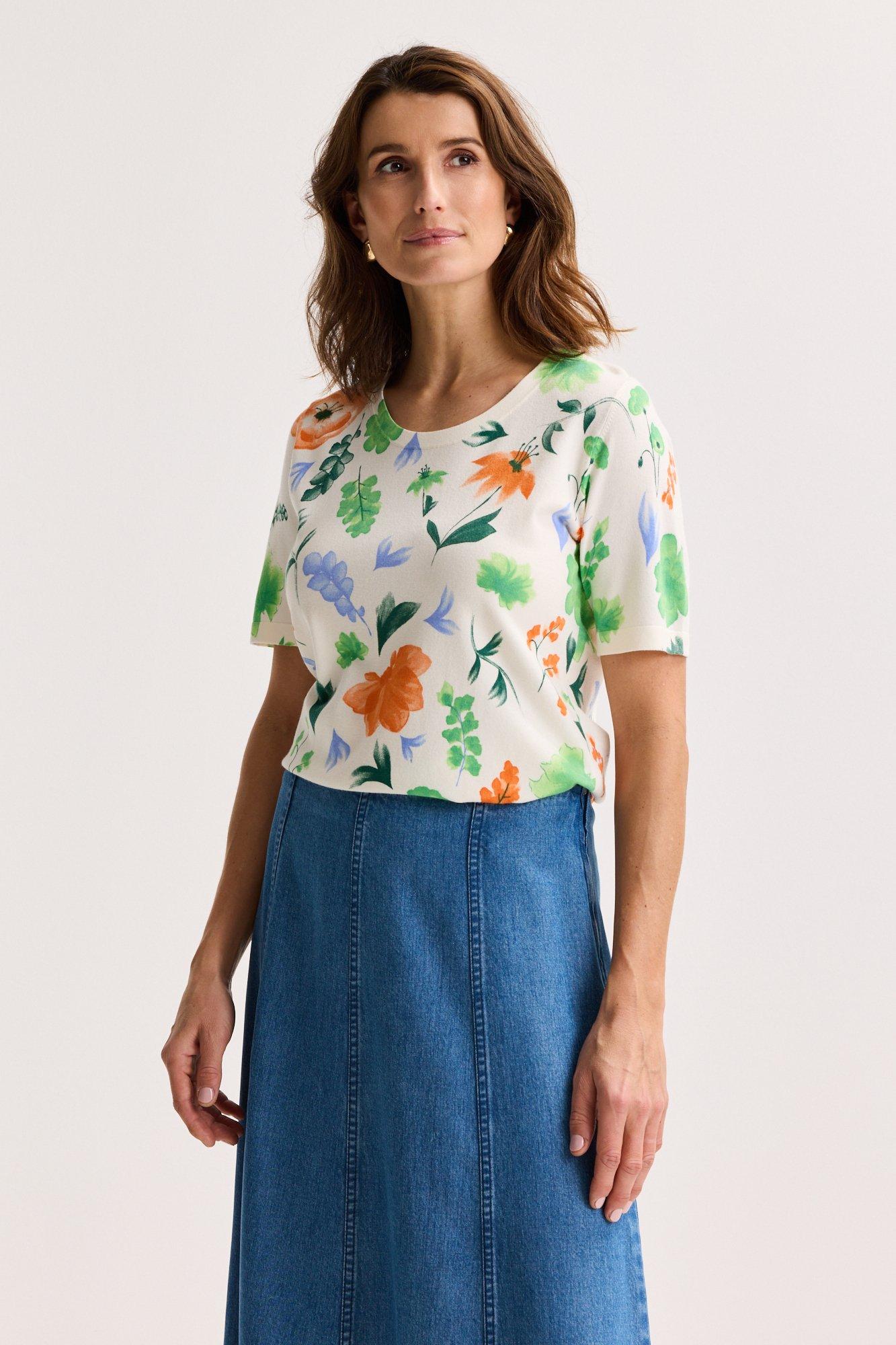 Pull imprim&eacute; &agrave; manches courtes