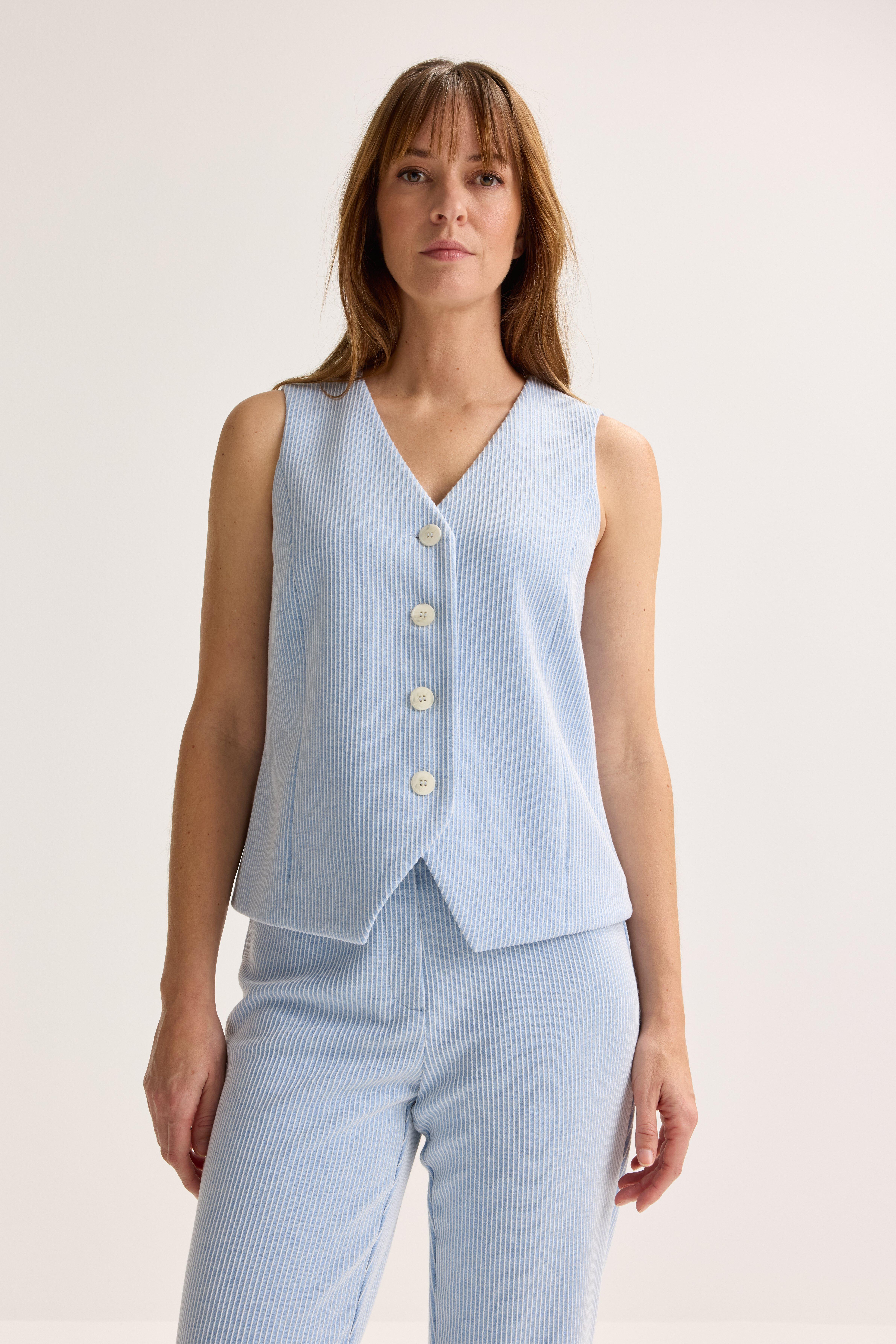 Gilet ray&eacute; en jersey denim