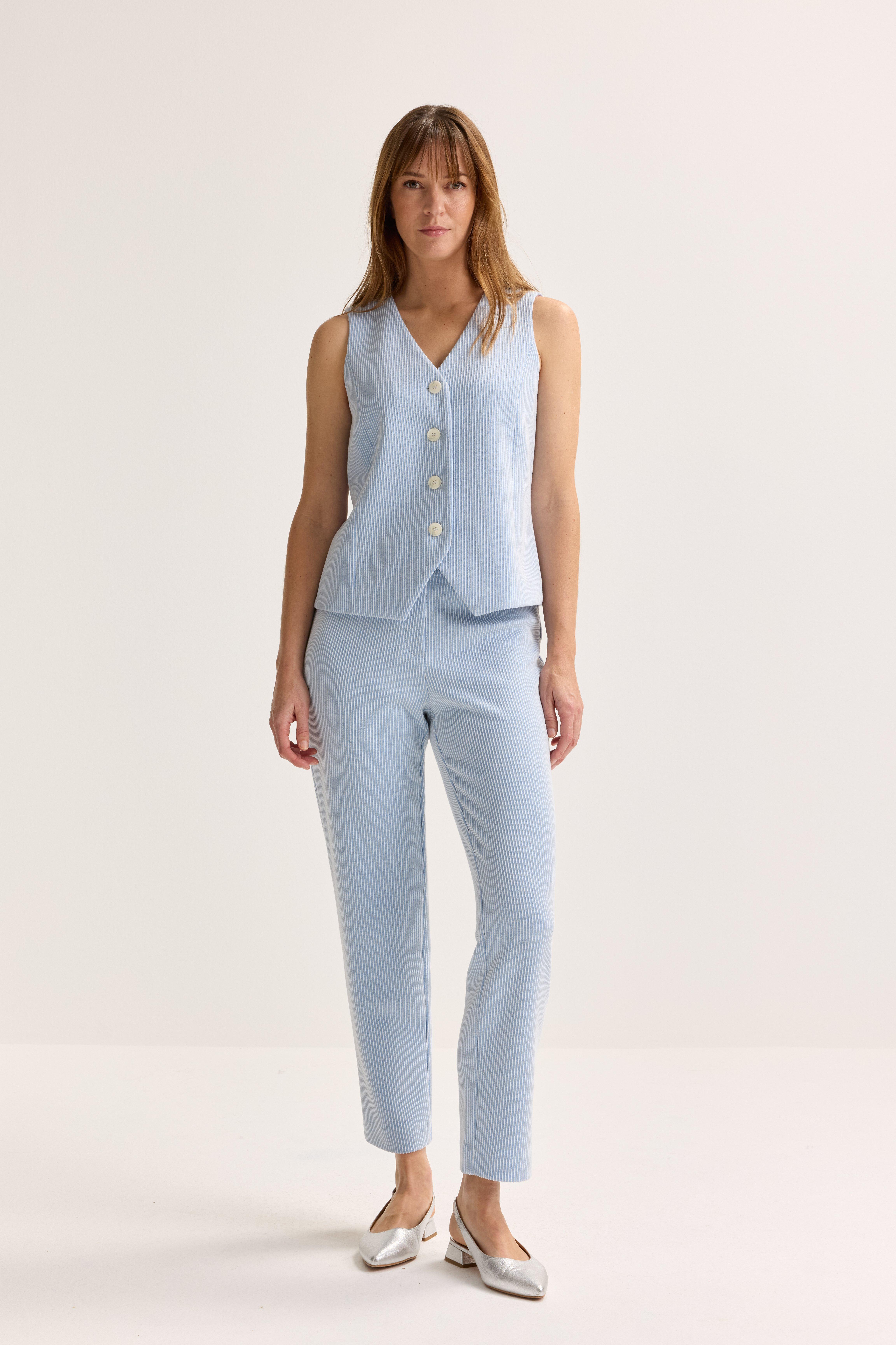 Blazers - Gilet ray&eacute; en jersey denim