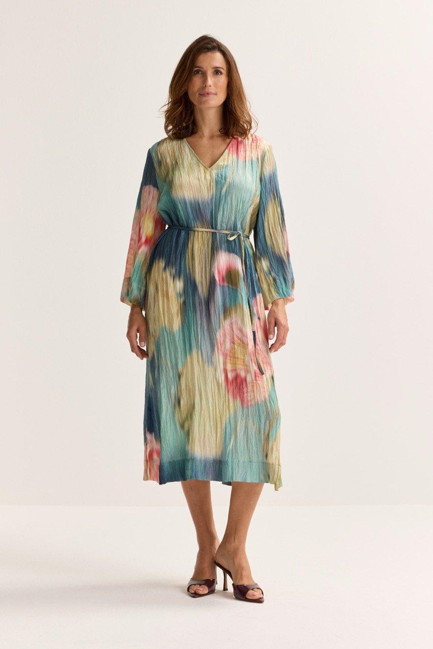 Robe droite en satin crinkle