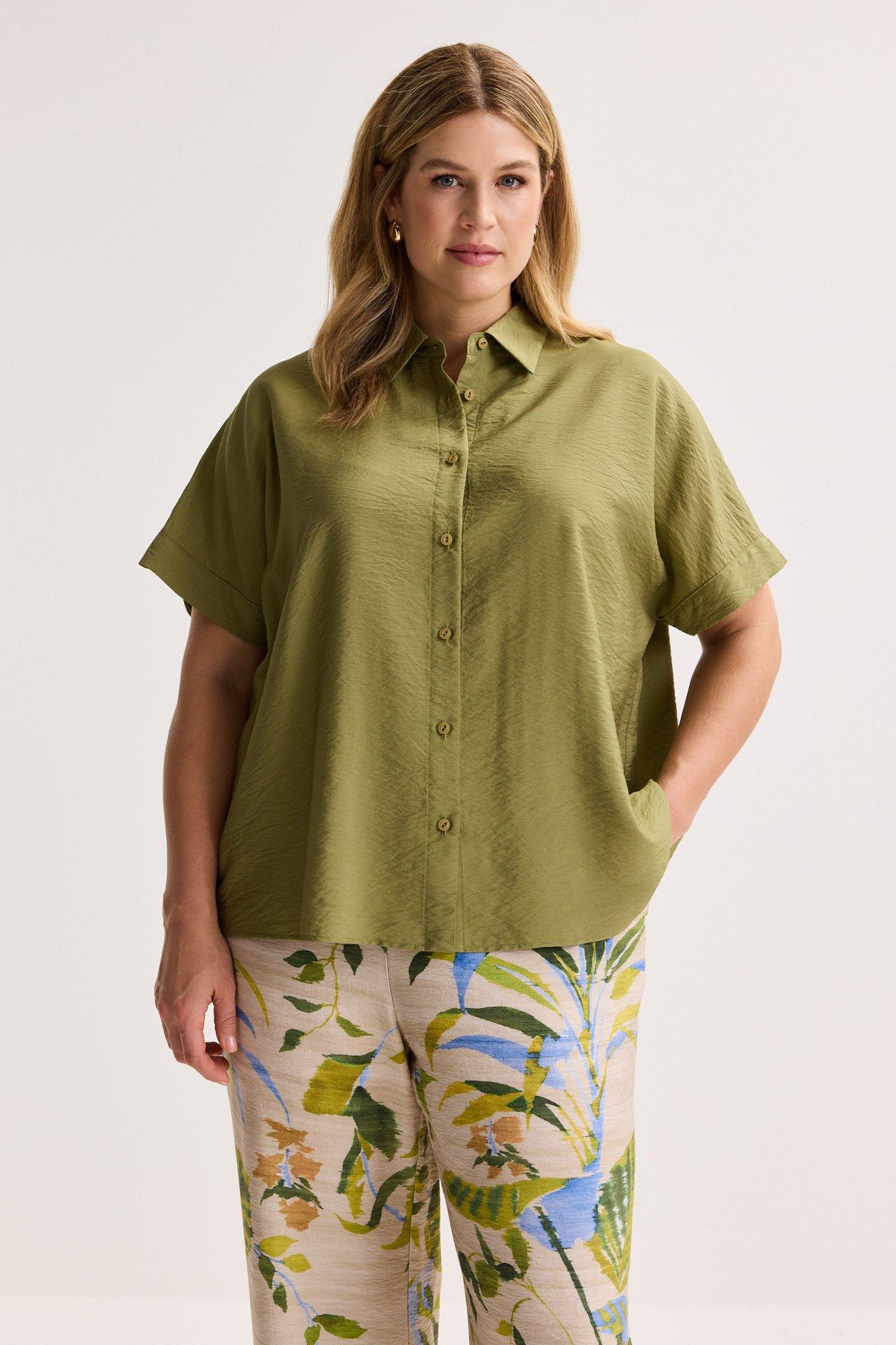 Hemdblouse met kapmouwtjes