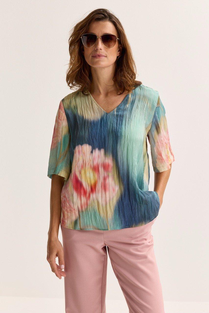 Mayerline V-halsblouse In Crinkle Satijn