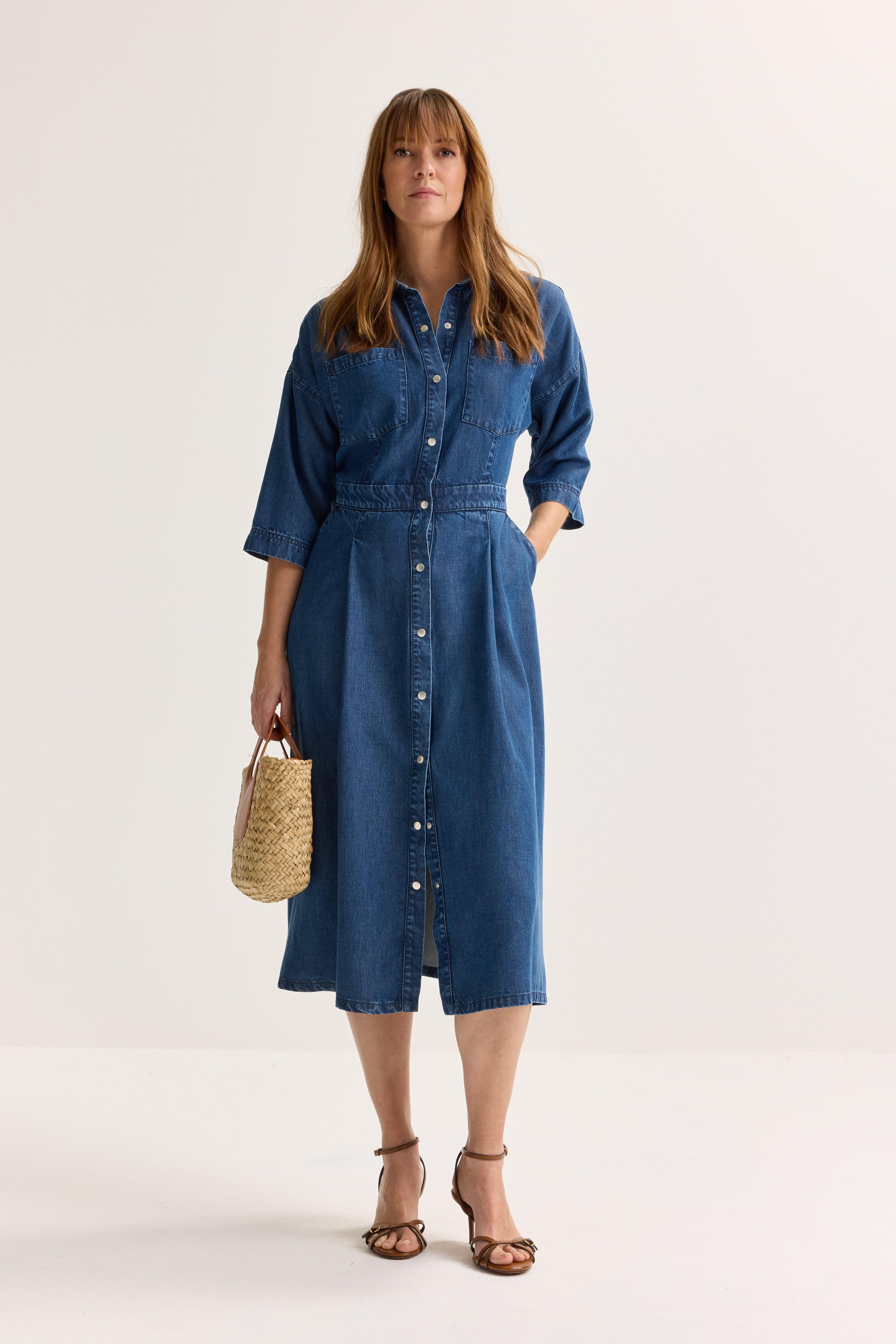 Mayerline A-lijn Hemdjurk In Lyocell Denim