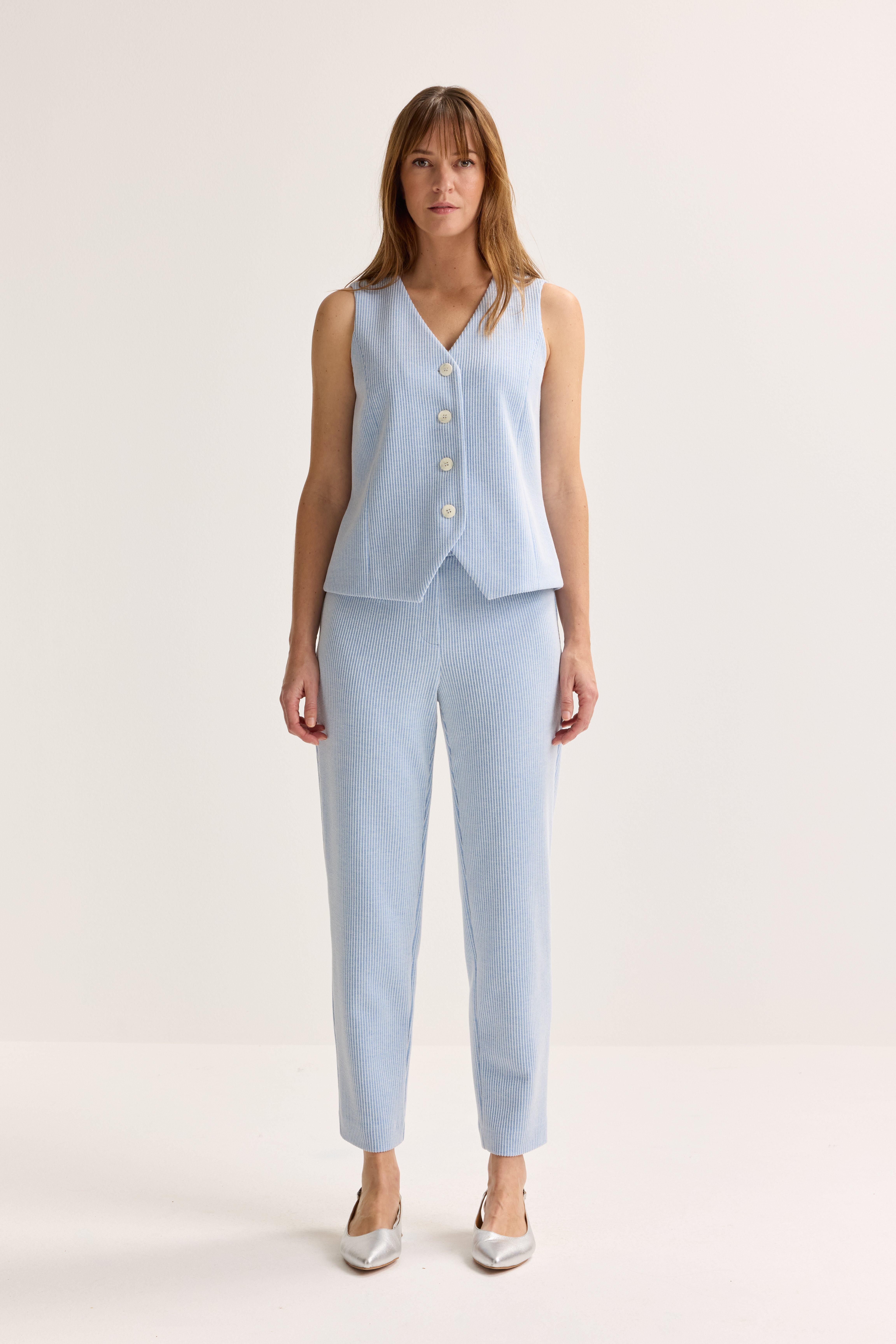 Pantalon ray&eacute; en jersey denim