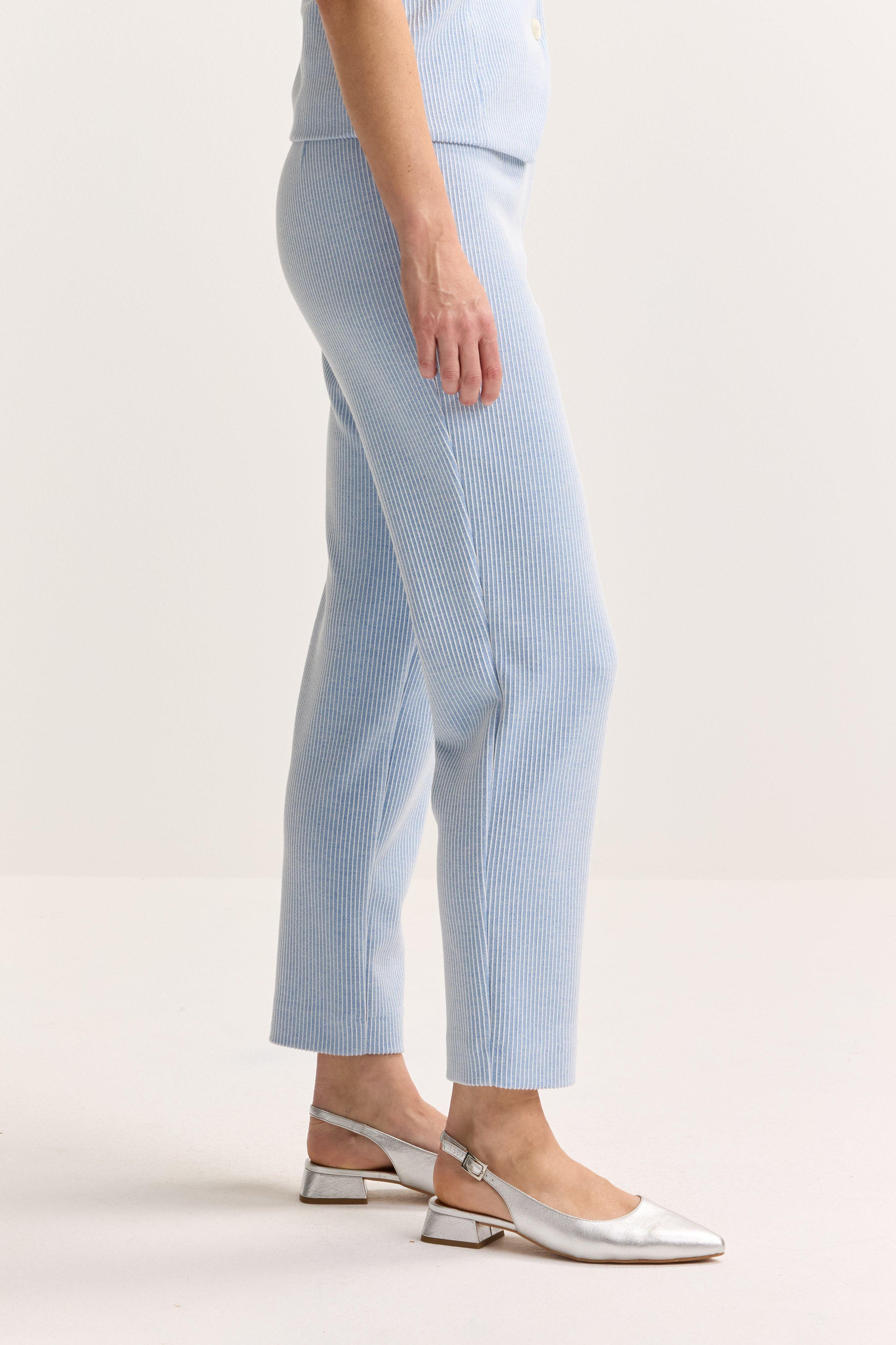 Broeken - Gestreepte broek in denim jersey