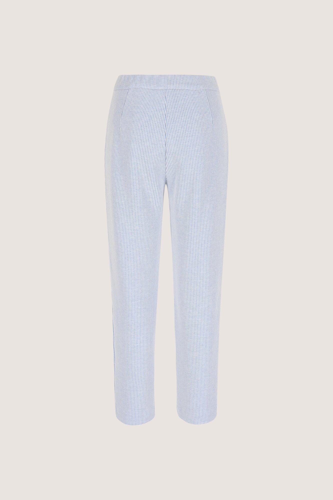 Broeken - Gestreepte broek in denim jersey