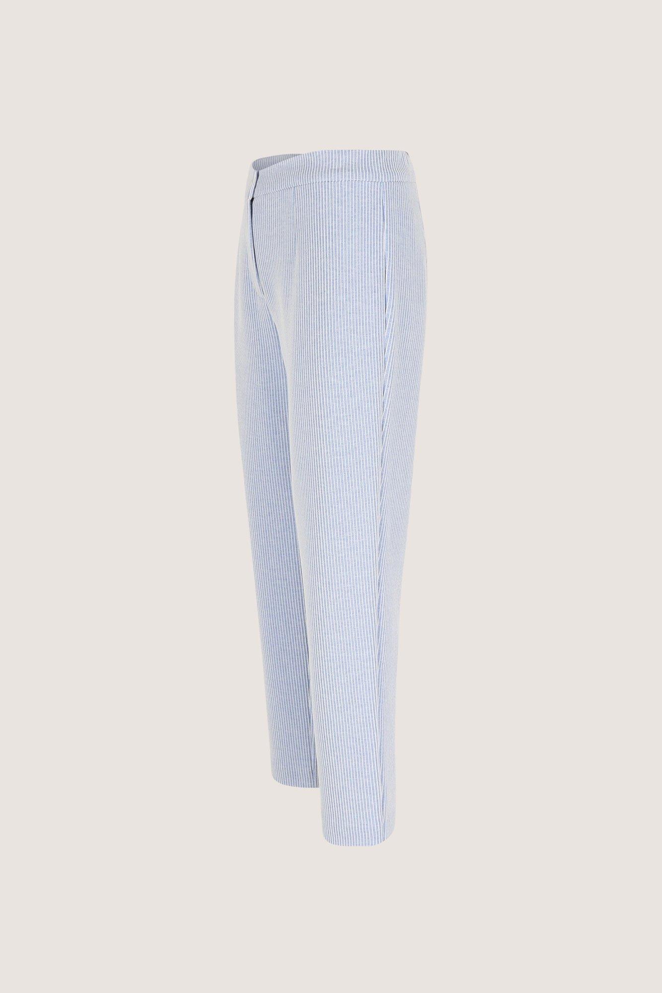 Broeken - Gestreepte broek in denim jersey