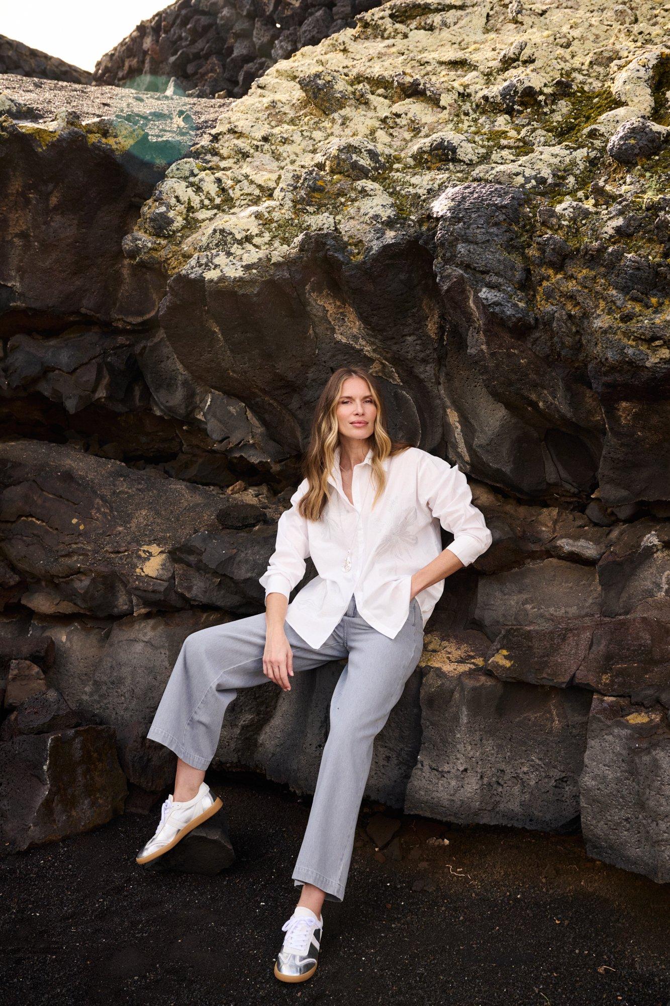 Jeans ample en denim stretch