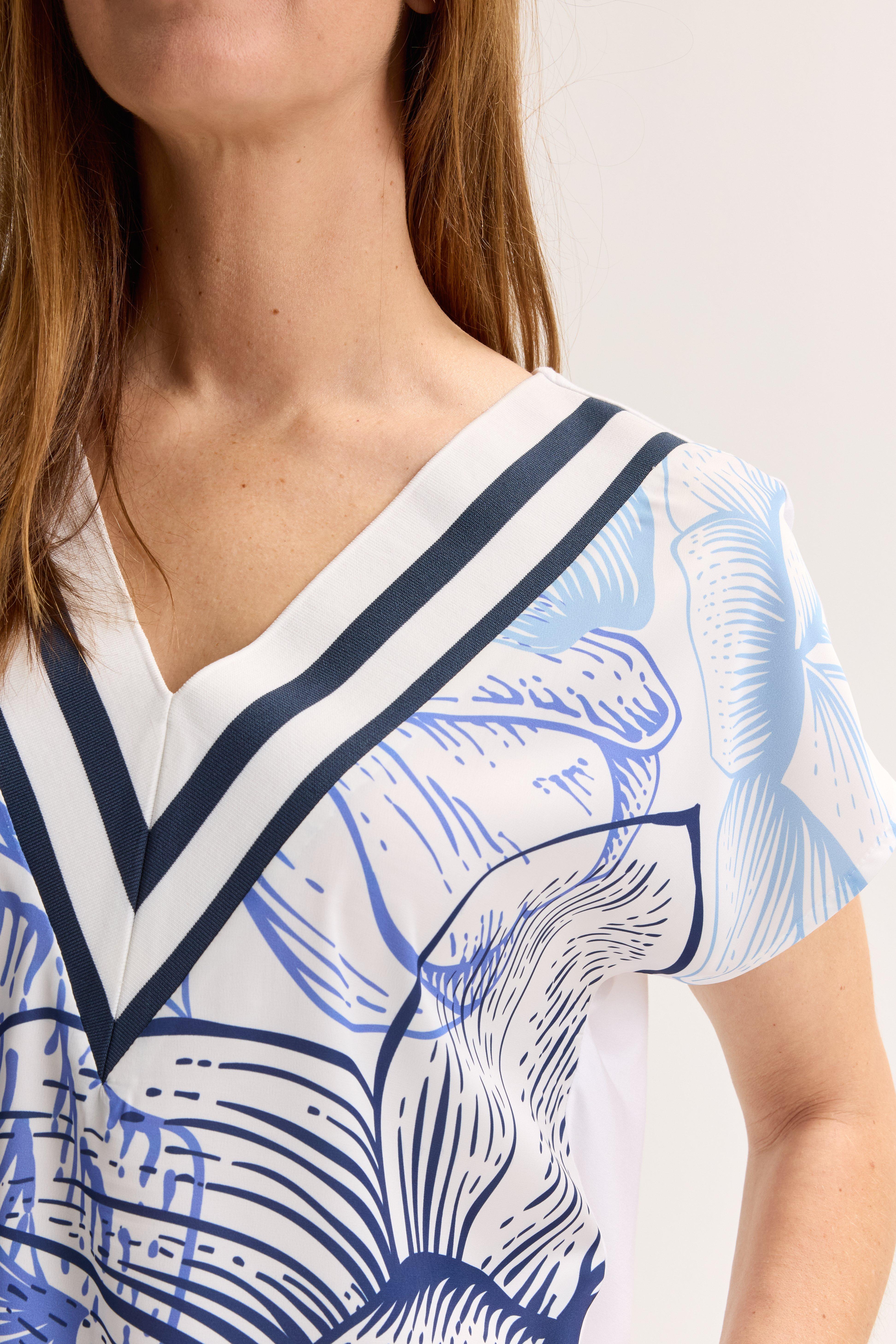 Sweatvest - T-shirtblouse met tricotboord