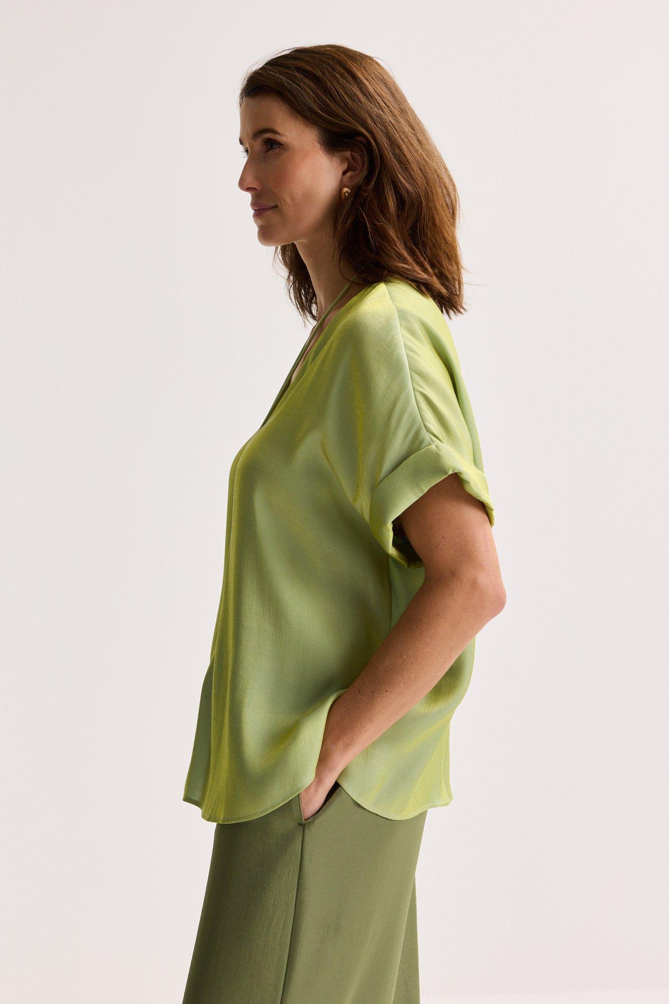 Hemden - V-halsblouse in glanzend satijn