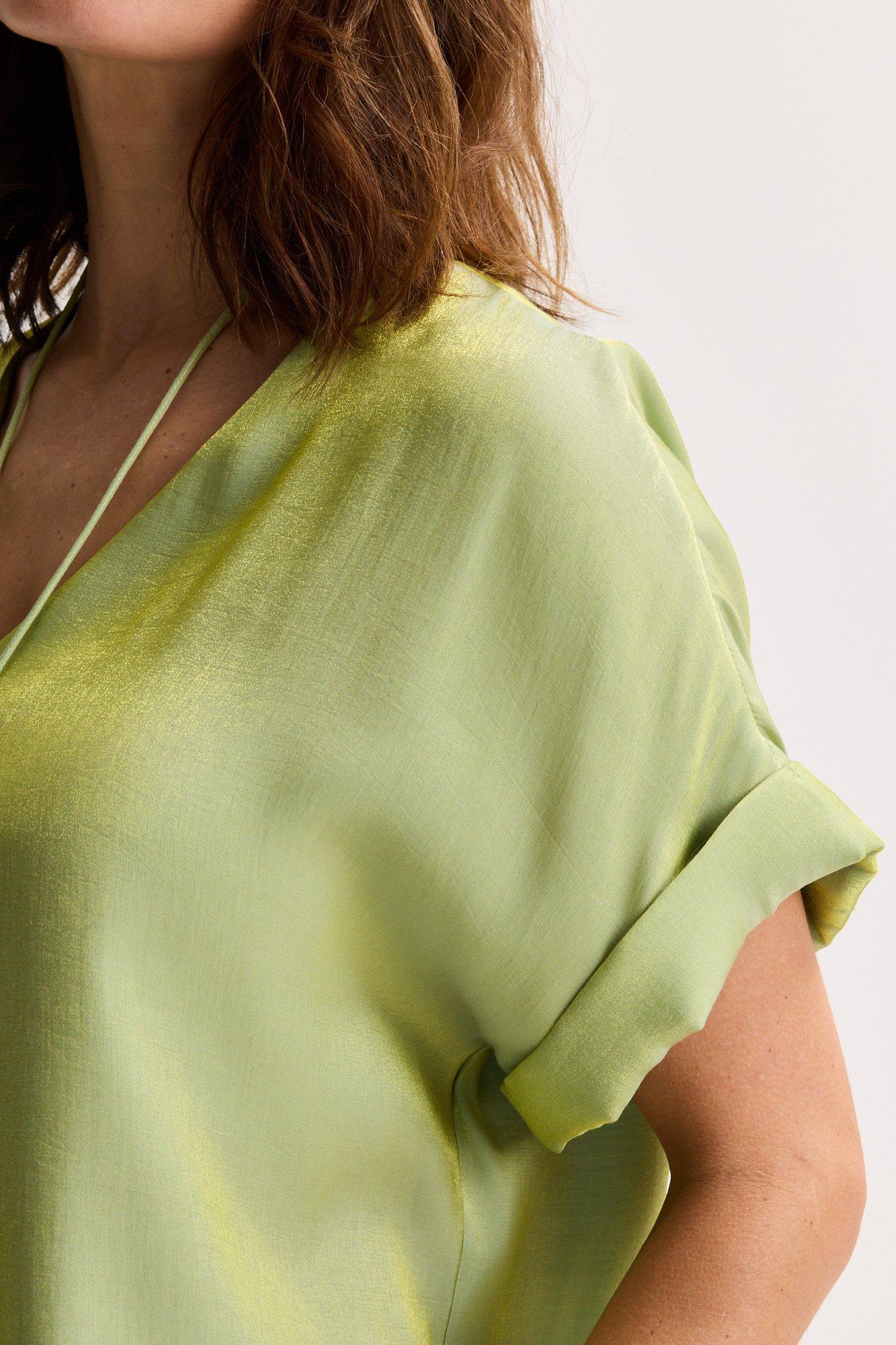 Hemden - V-halsblouse in glanzend satijn