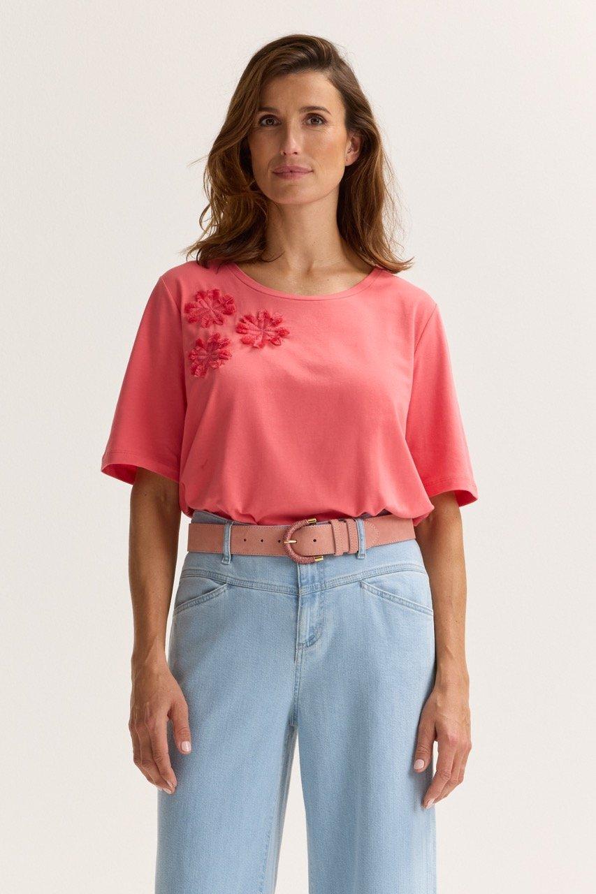 Mayerline T-shirt Met Geborduurde Bloemen