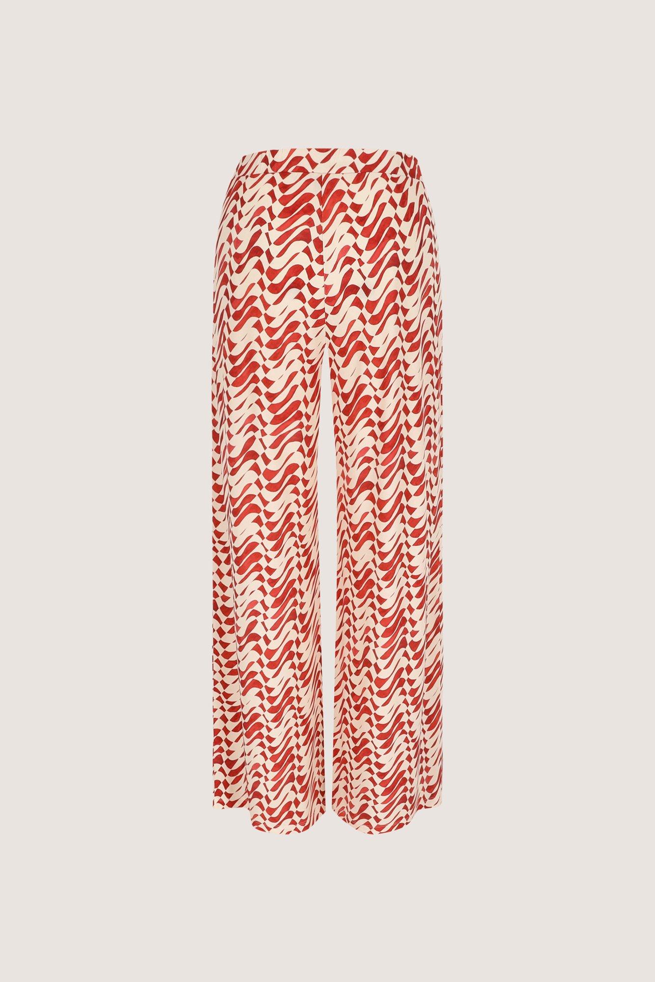 Broeken - Wijde printbroek met bandplooien