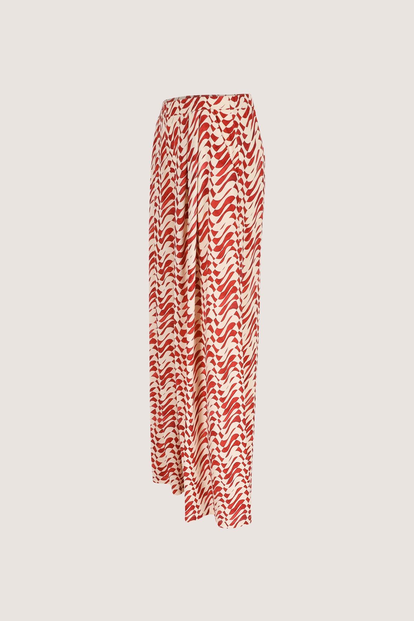 Broeken - Wijde printbroek met bandplooien