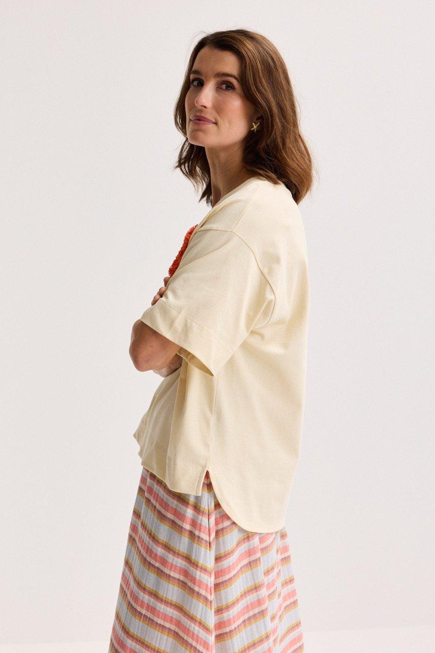 Sweatvest - T-shirt met rozet