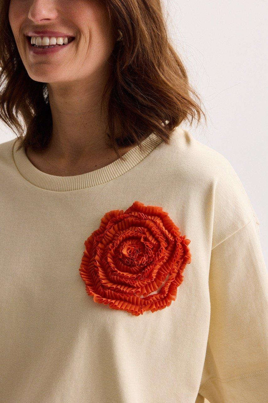 Sweatvest - T-shirt met rozet