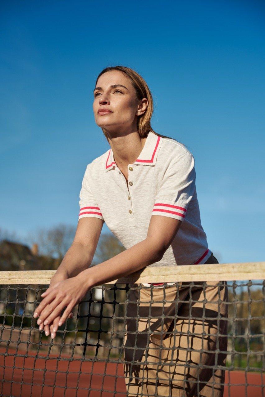 Am&eacute;line Polo Met Fluo Boordjes